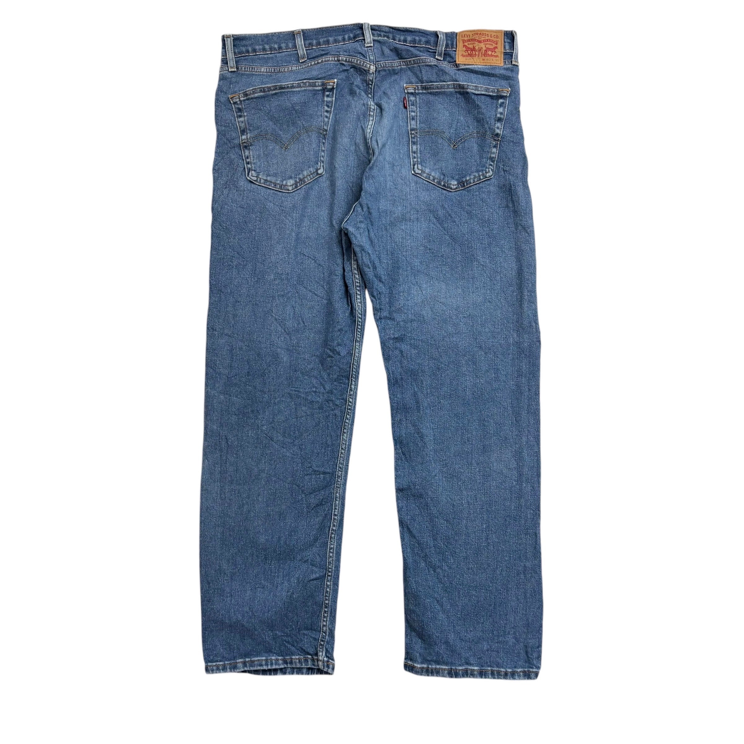 Levis 505 Jeans W40 L30 Mens Mid Blue Regular Straight Fit Stretch Denim (E)