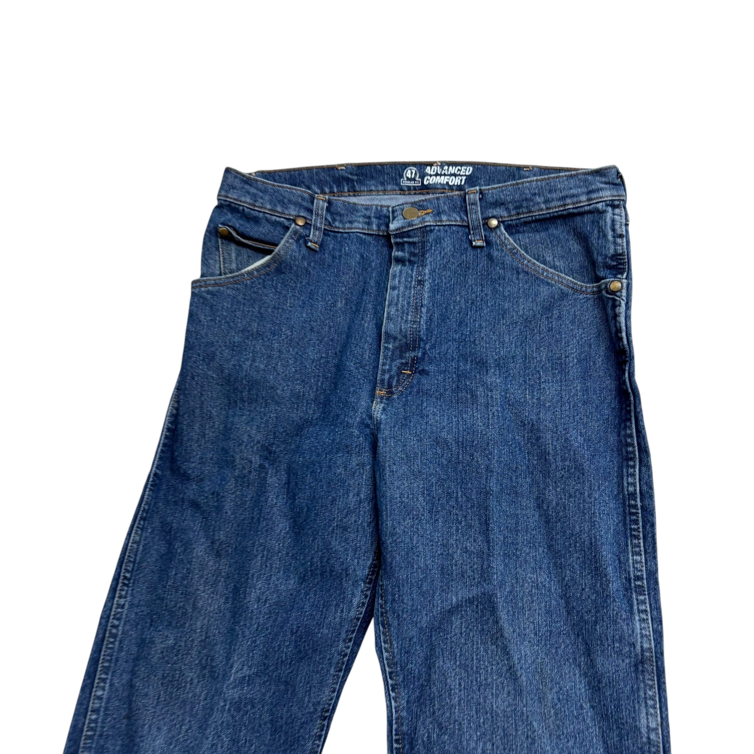 Wrangler Jeans W33 L38 Mens Dark Blue 47 Regular Straight Fit Stretch Denim