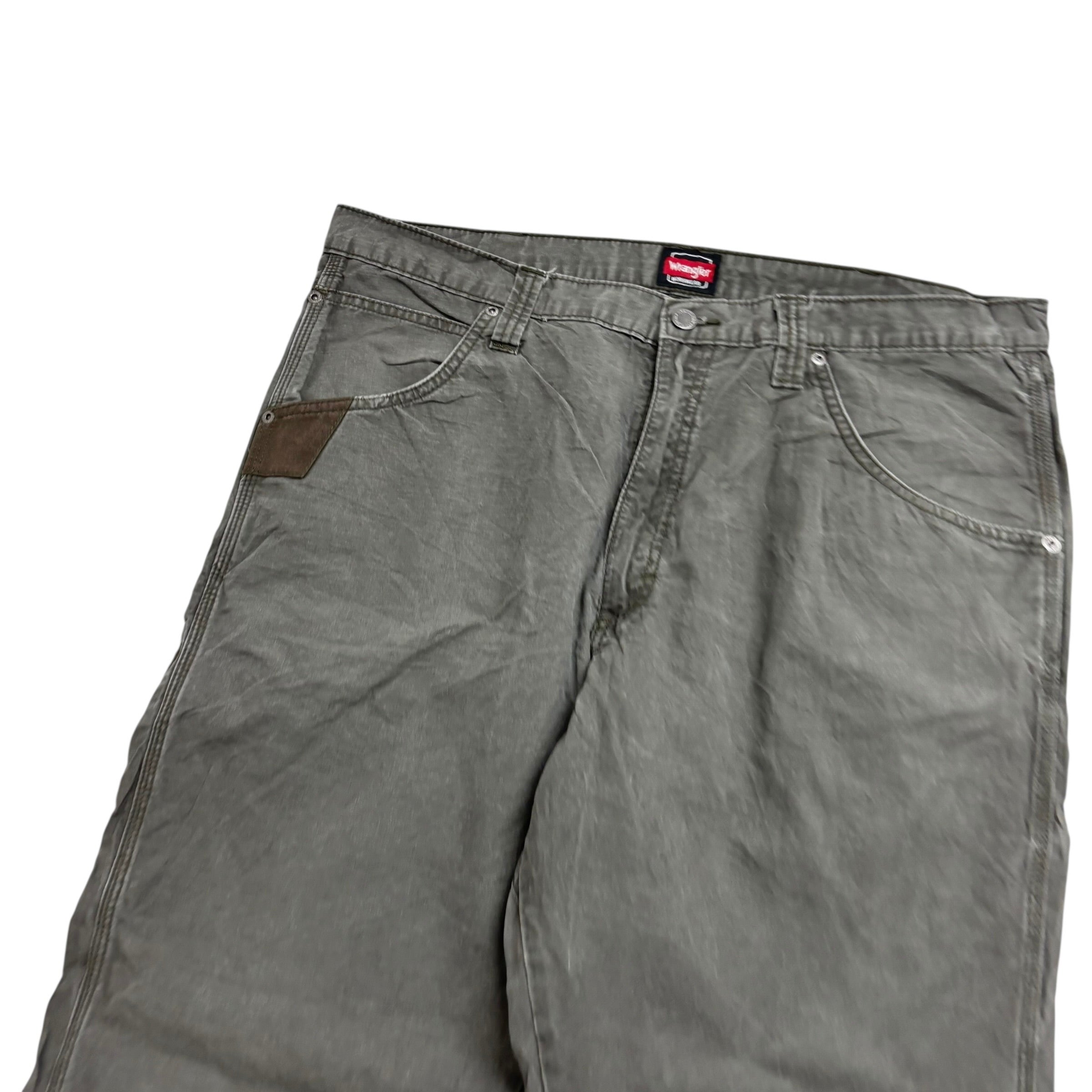 Wrangler Carpenter Pants W38 L32 Mens Olive Relaxed Straight Fit Cargo Trousers