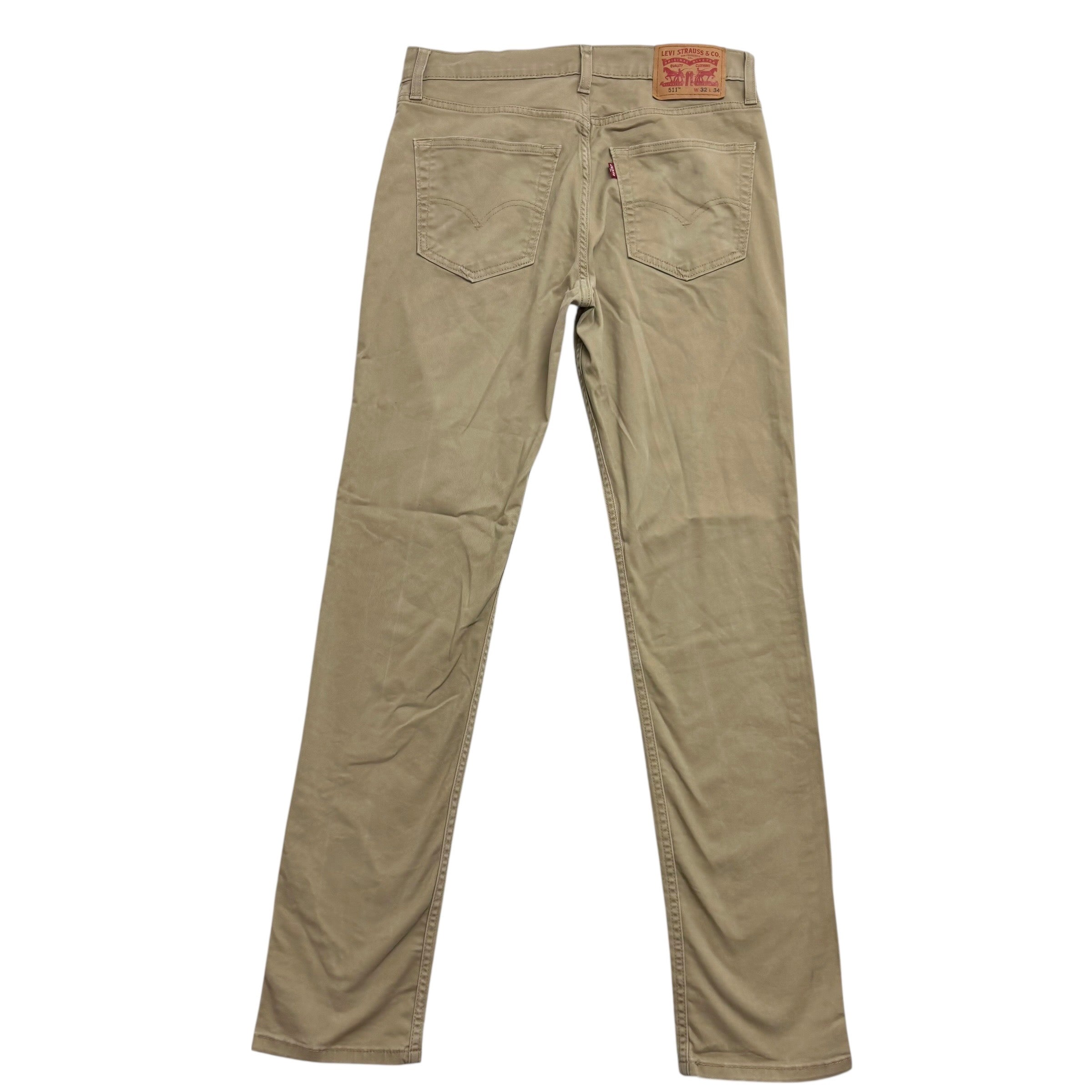 Levis 511 Trousers W31 L34 Mens Beige Slim Fit Stretch Pants