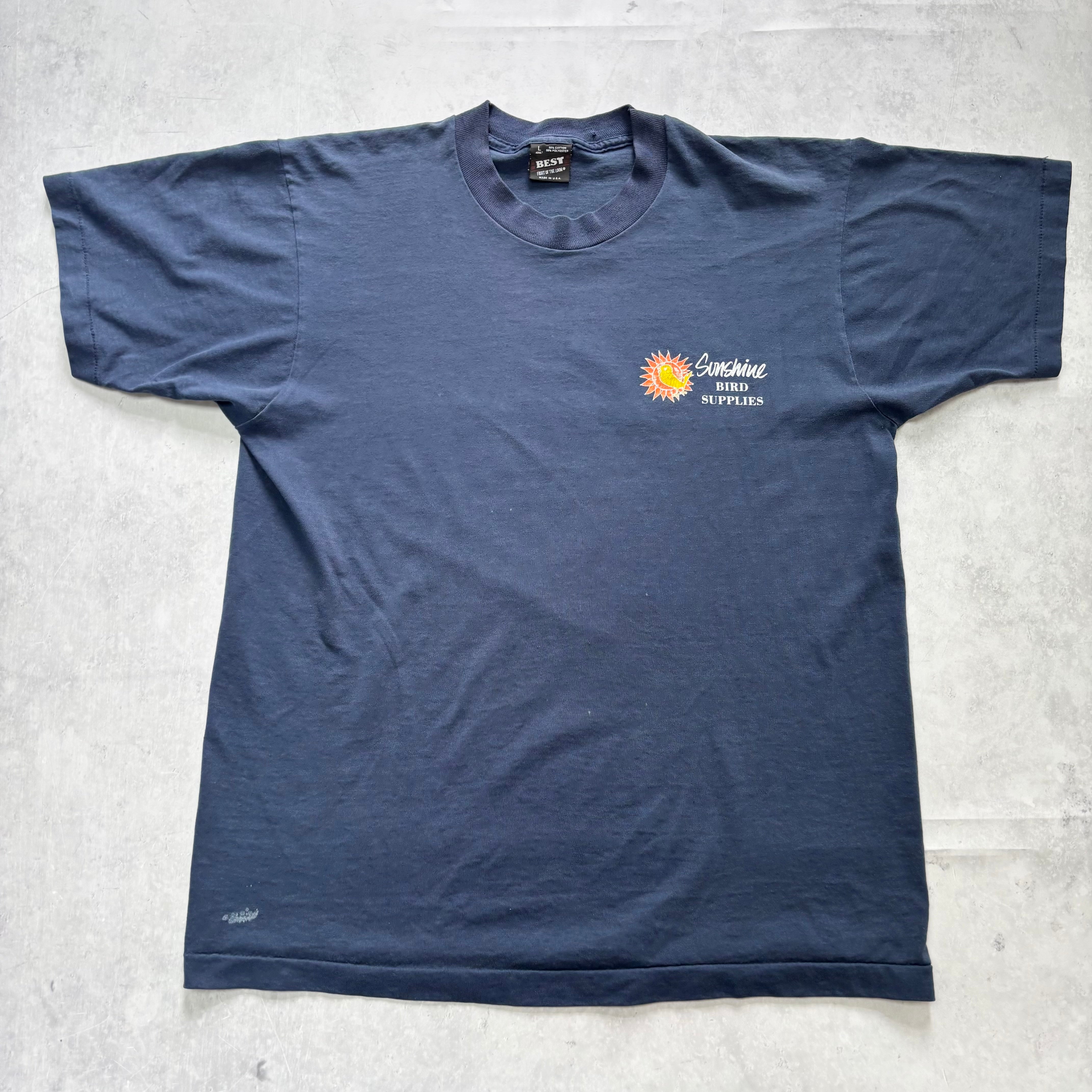 Vintage T Shirt Mens Medium Navy Single Stitch Graphic Print 90s