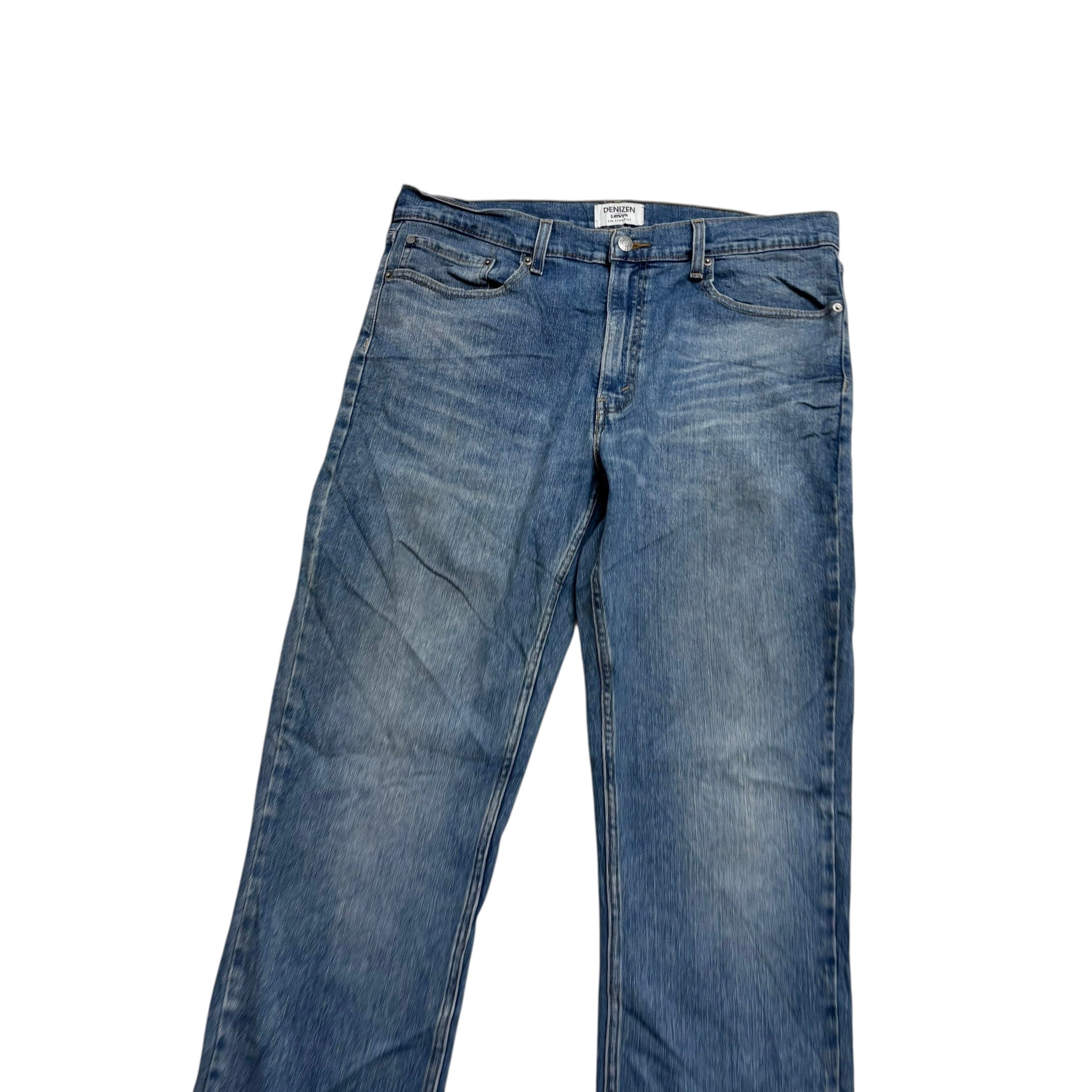 Levis Denizen Jeans W36 L34 Mens Mid Blue Regular Straight Fit Stretch Denim