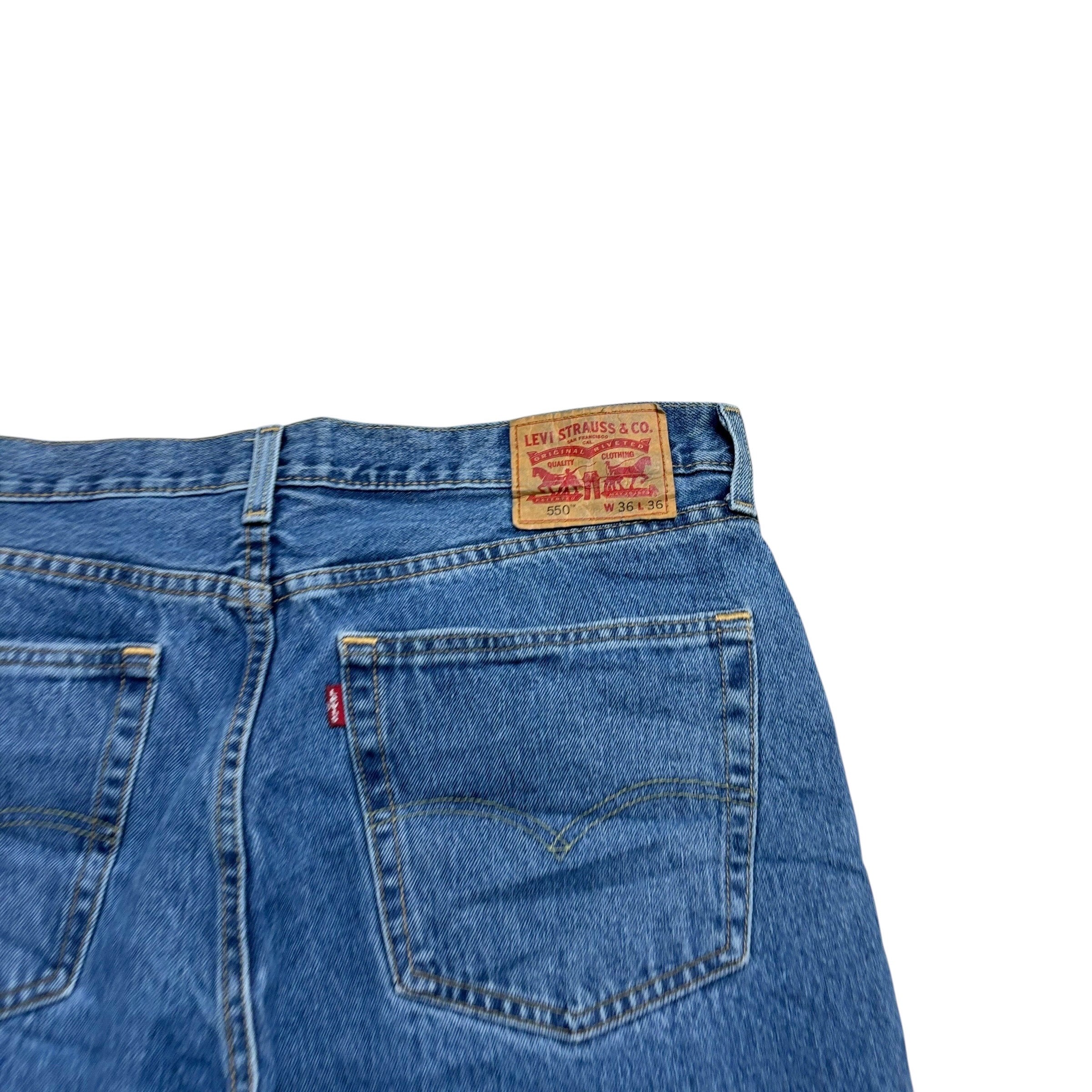 Levis 550 Jeans W36 L25 Mens Mid Blue Baggy Relaxed Straight Fit Denim (E)