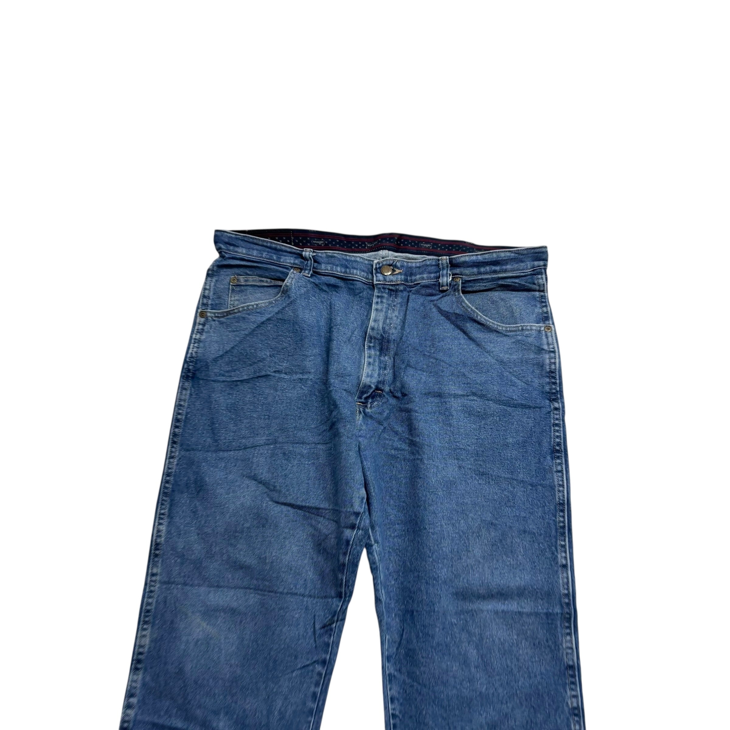 Wrangler Jeans W38 L29 Mens Mid Blue Regular Straight Fit Stretch Denim