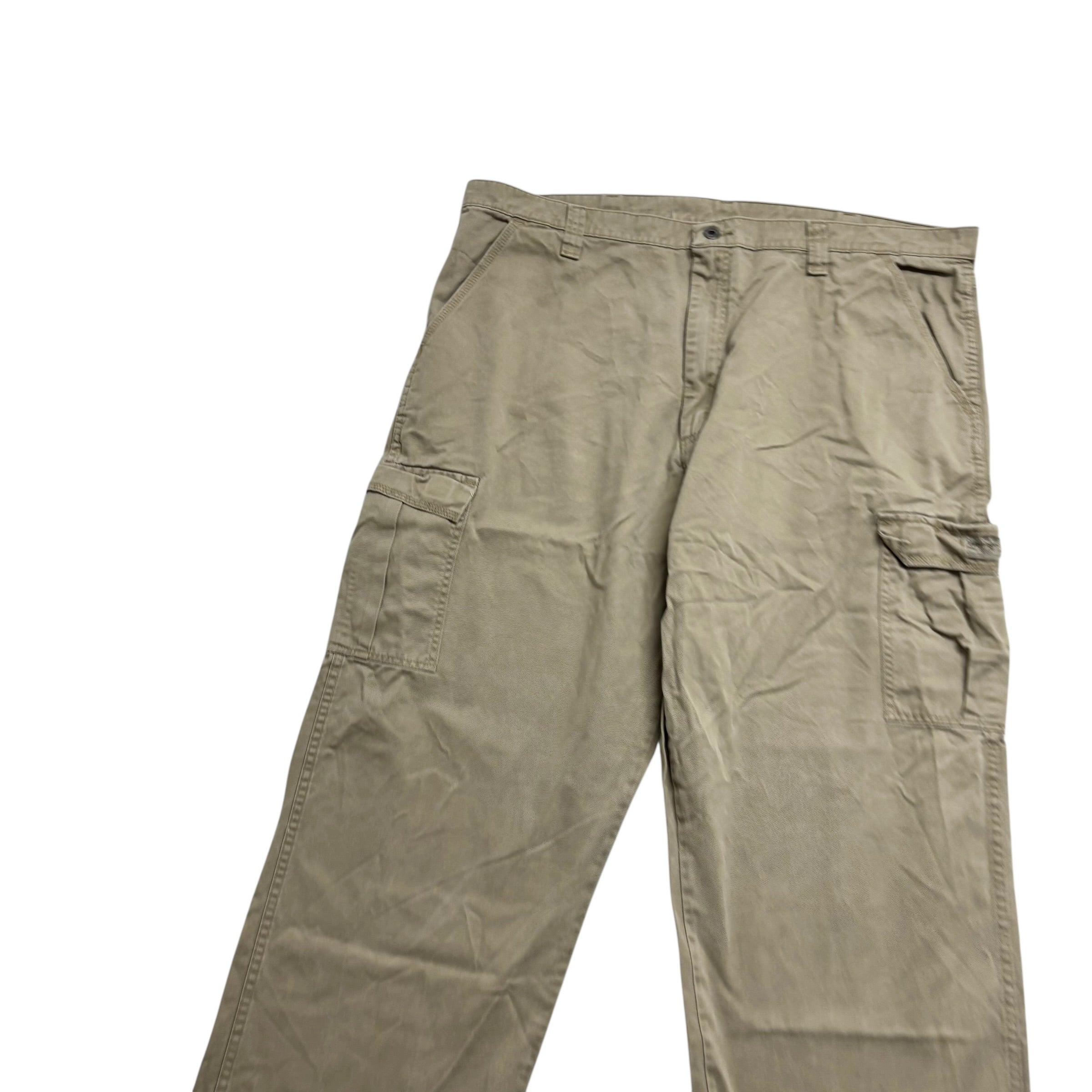 Wrangler Cargo Trousers W42 L32 Mens Beige Relaxed Baggy Fit Pants (E)