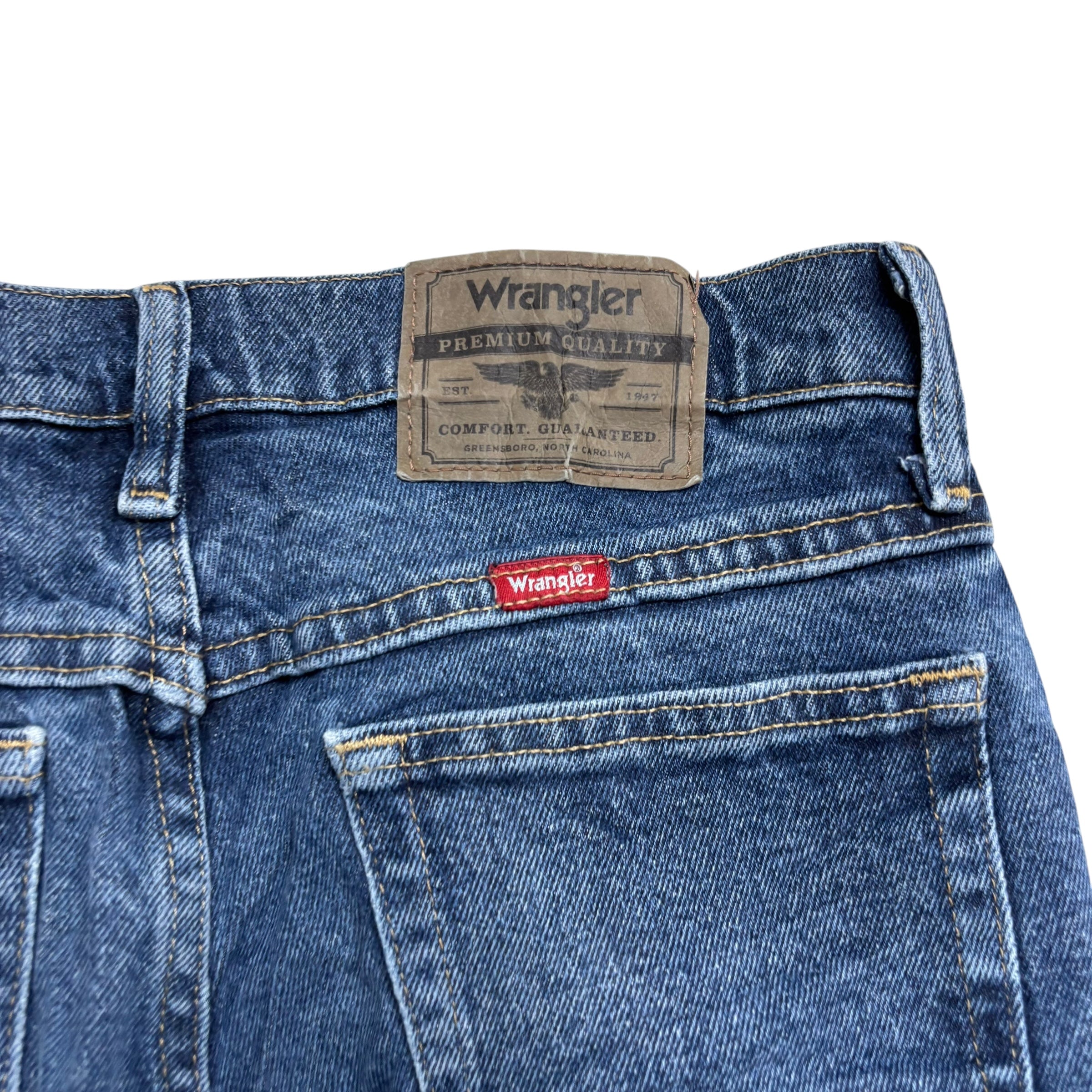 Wrangler Jeans W29 L30 Mens Mid Blue Regular Straight Fit Stretch Denim (E)