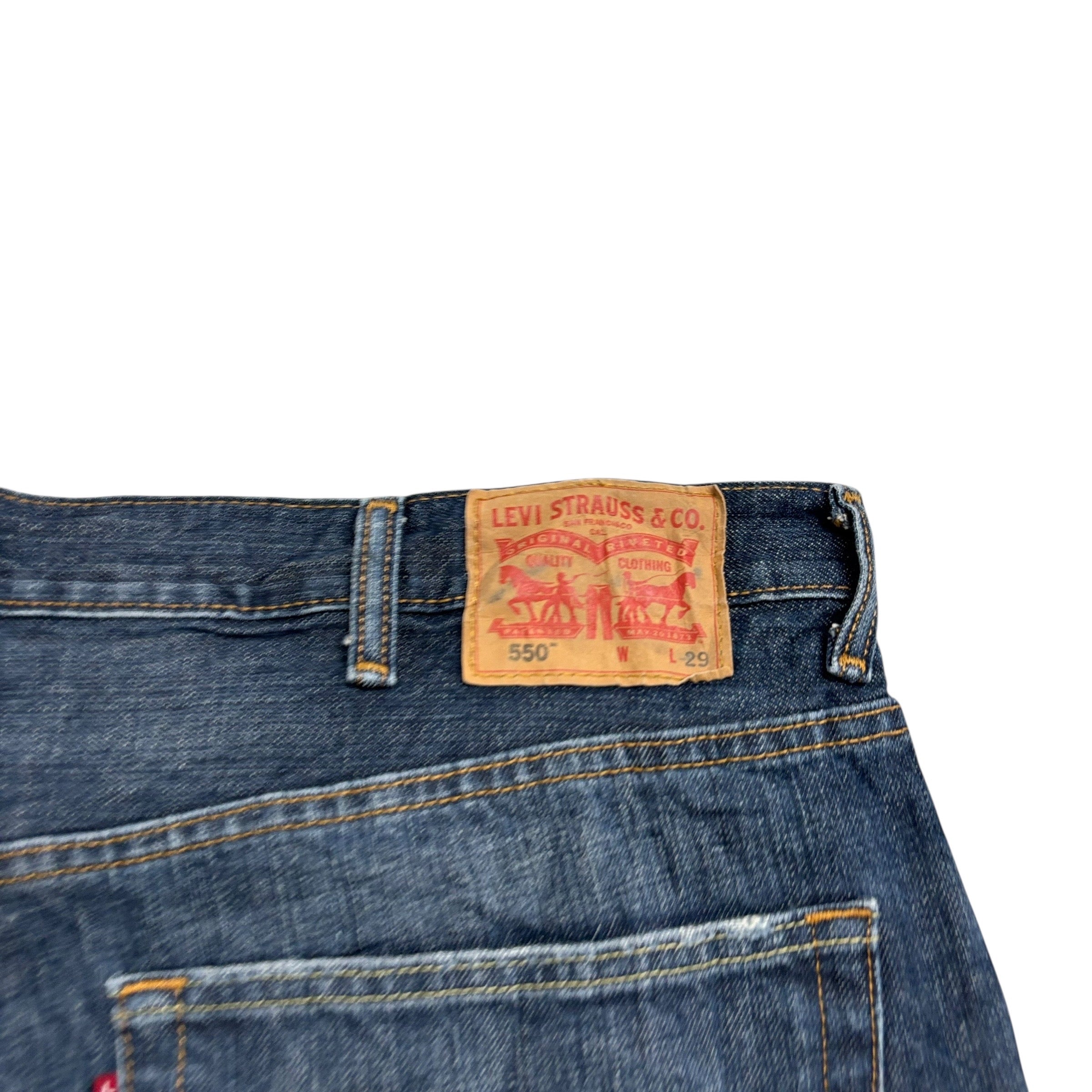 Levis 550 Jeans W44 L29 Mens Dark Blue Baggy Relaxed Straight Fit Denim (E)