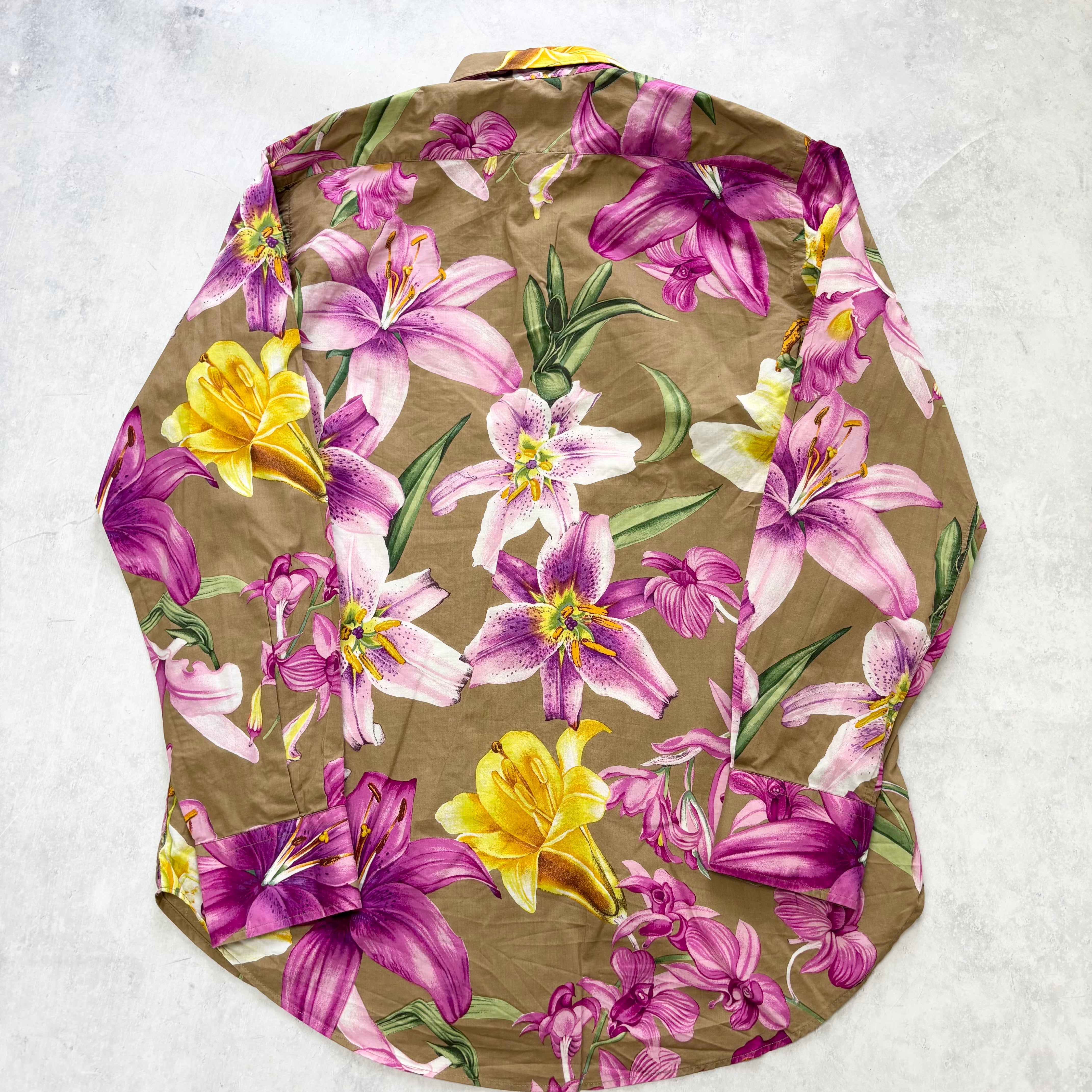 ETRO Shirt Mens Large Brown Long Sleeve Cotton Pattern Regular Fit (E)