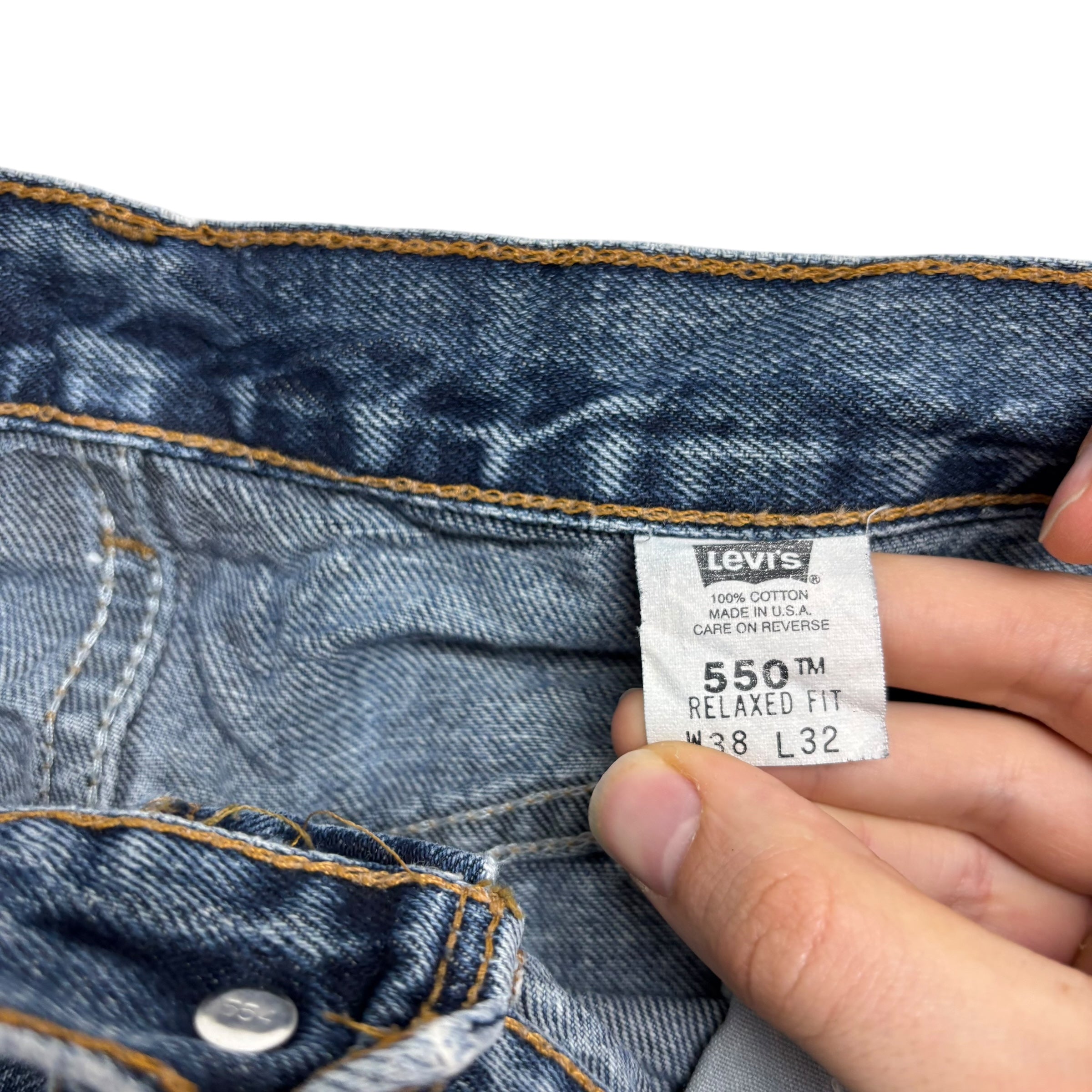 Levis 550 Jeans W38 L30 Mens Mid Blue Relaxed Straight Vintage Made In USA (E)