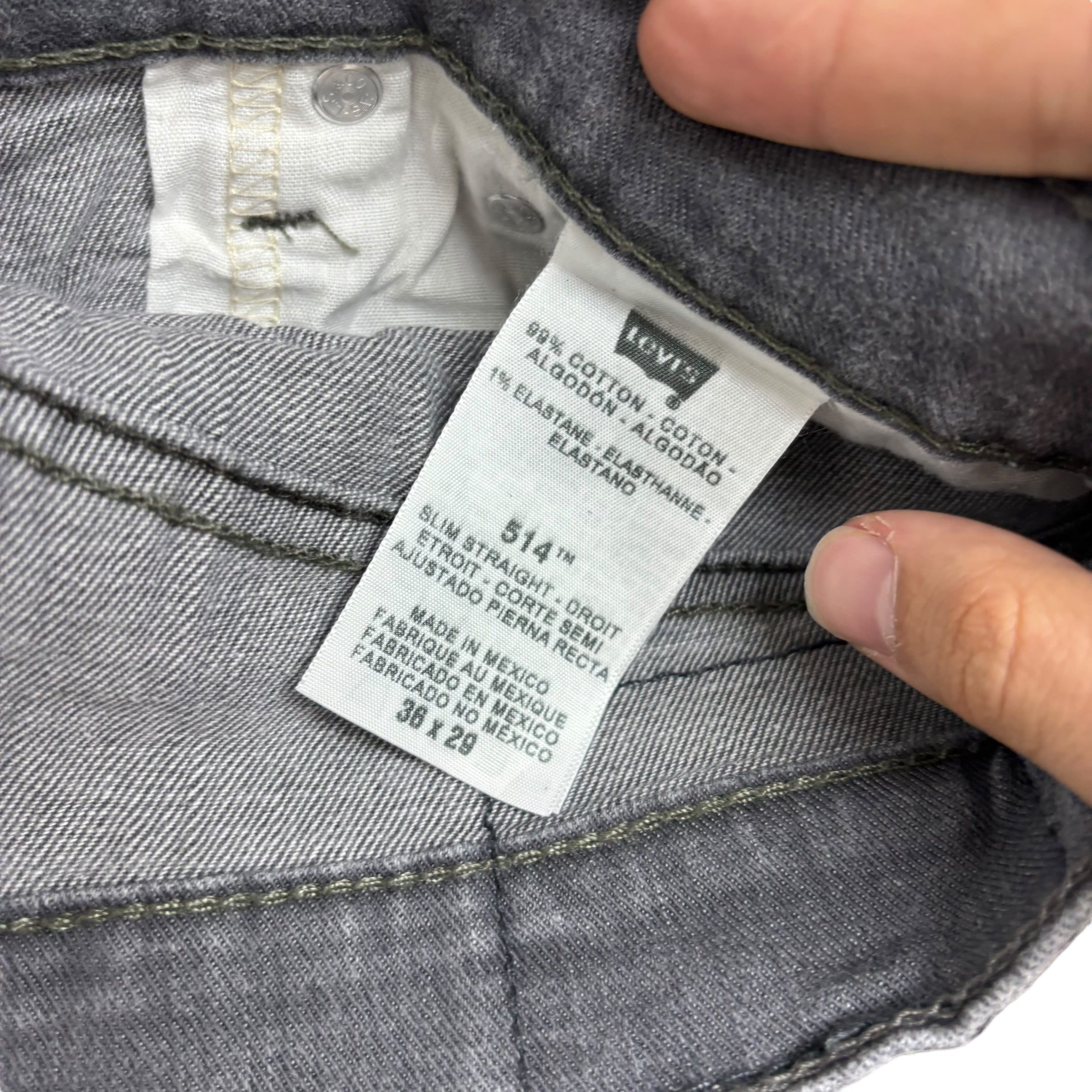 Levis 514 Jeans W34 L27 Mens Grey Regular Straight Fit Stretch Denim (E)