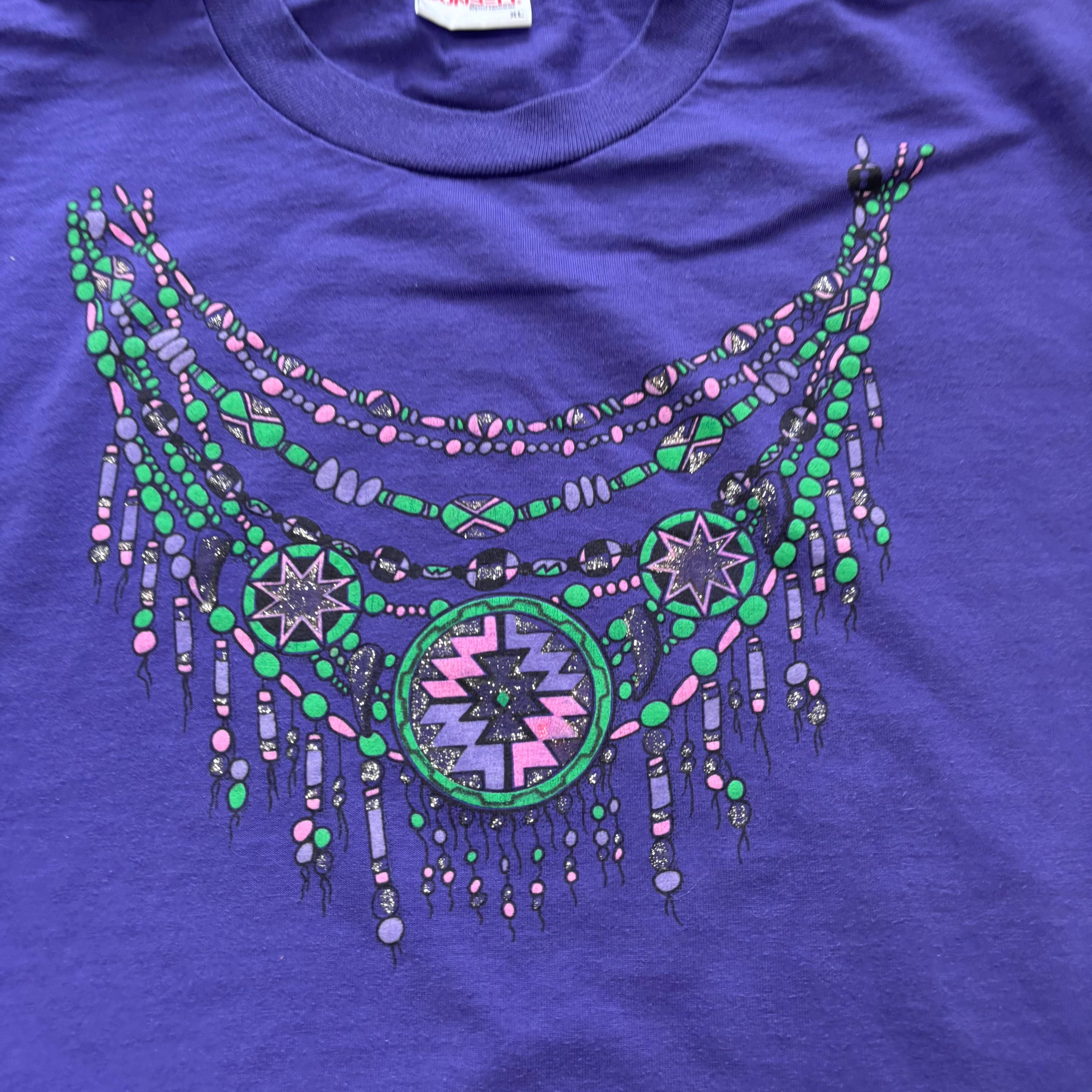 Vintage T Shirt Mens XL Purple Graphic Print 90s USA Western (E)