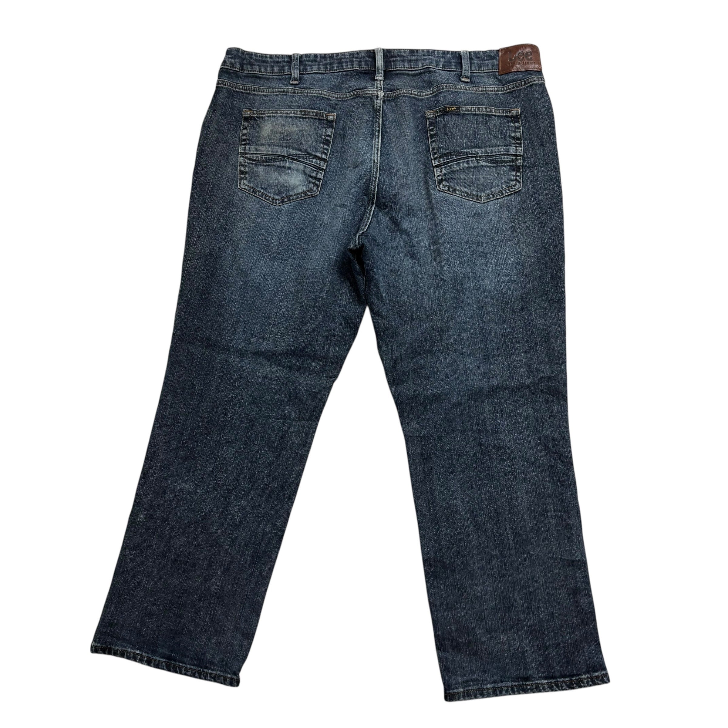 Lee Jeans W42 L29 Mens Mid Blue Regular Straight Fit Stretch Denim