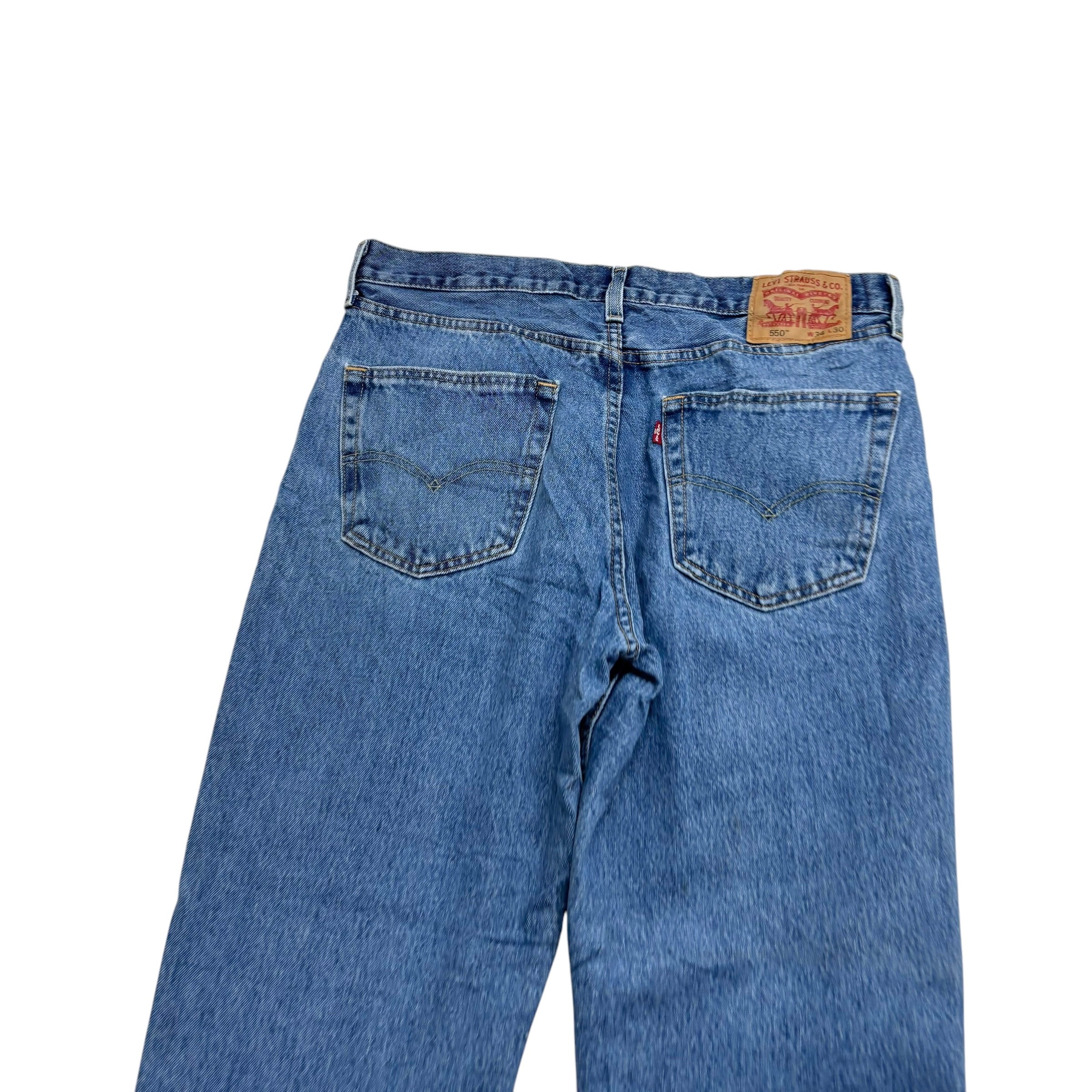 Levis 550 Jeans W34 L30 Mens Mid Blue Baggy Relaxed Straight Fit Denim (E)