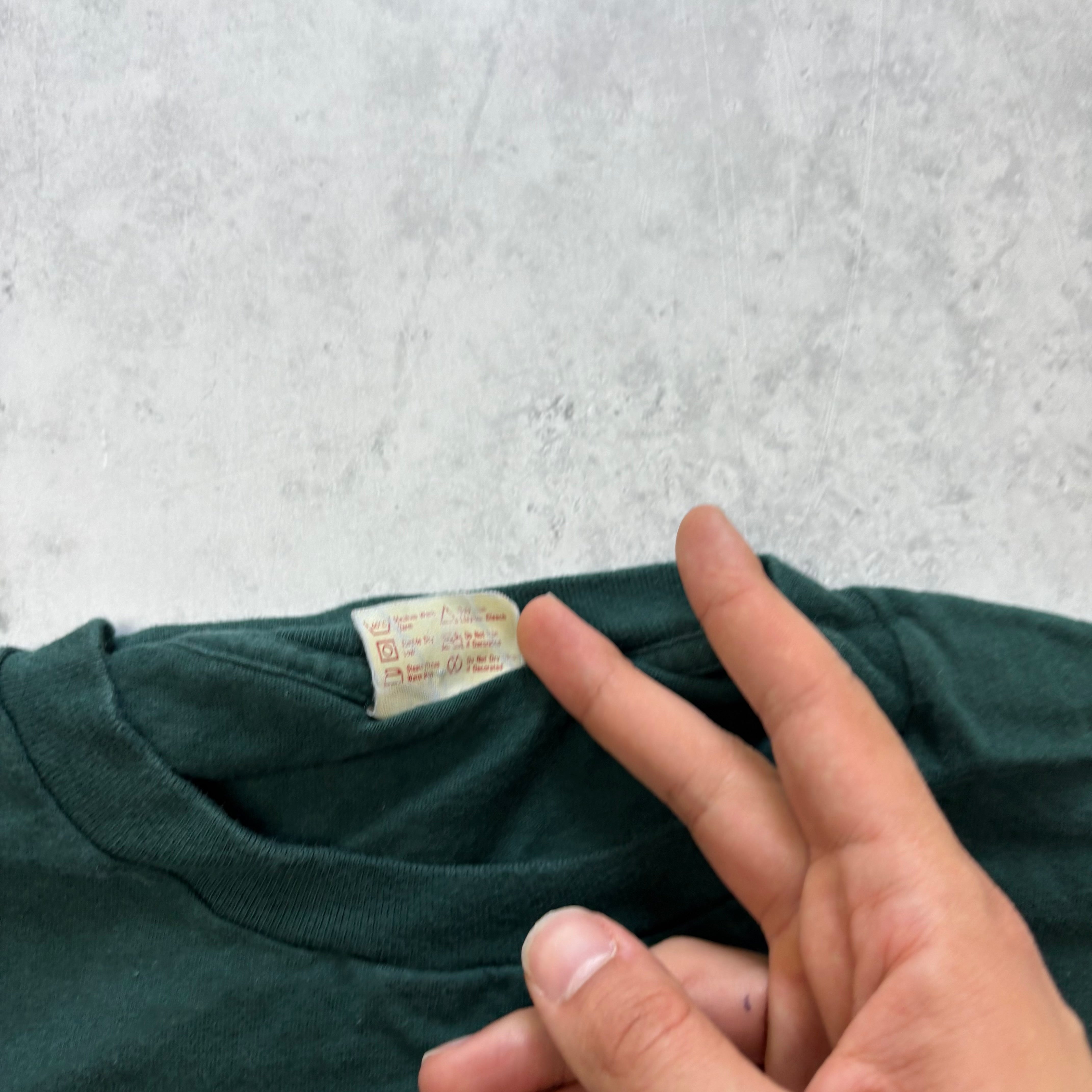 Vintage T Shirt Mens Small Green Single Stitch Graphic Print 90s Tourist