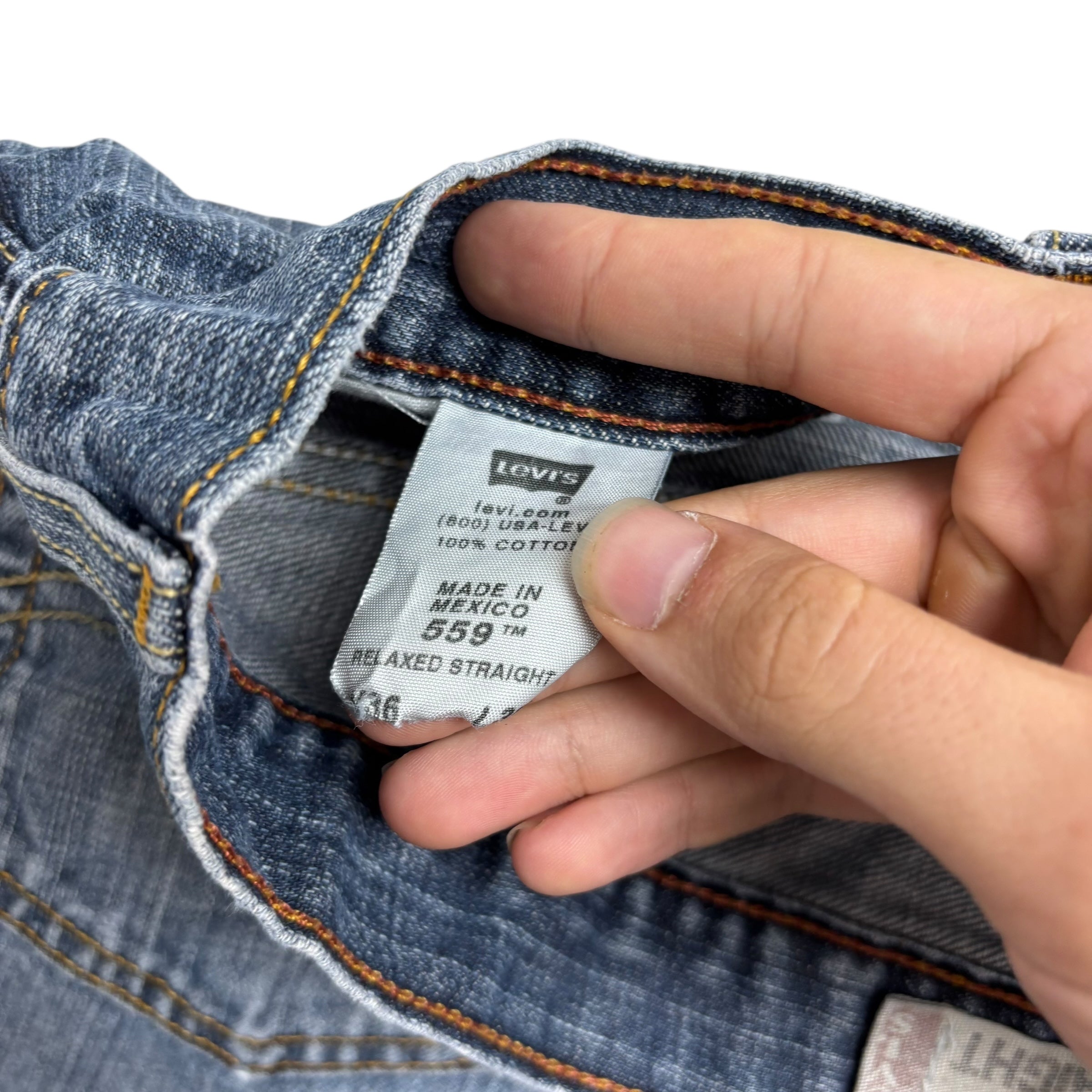 Levis 559 Jeans W36 L30 Mens Mid Blue Baggy Relaxed Straight Vintage Denim