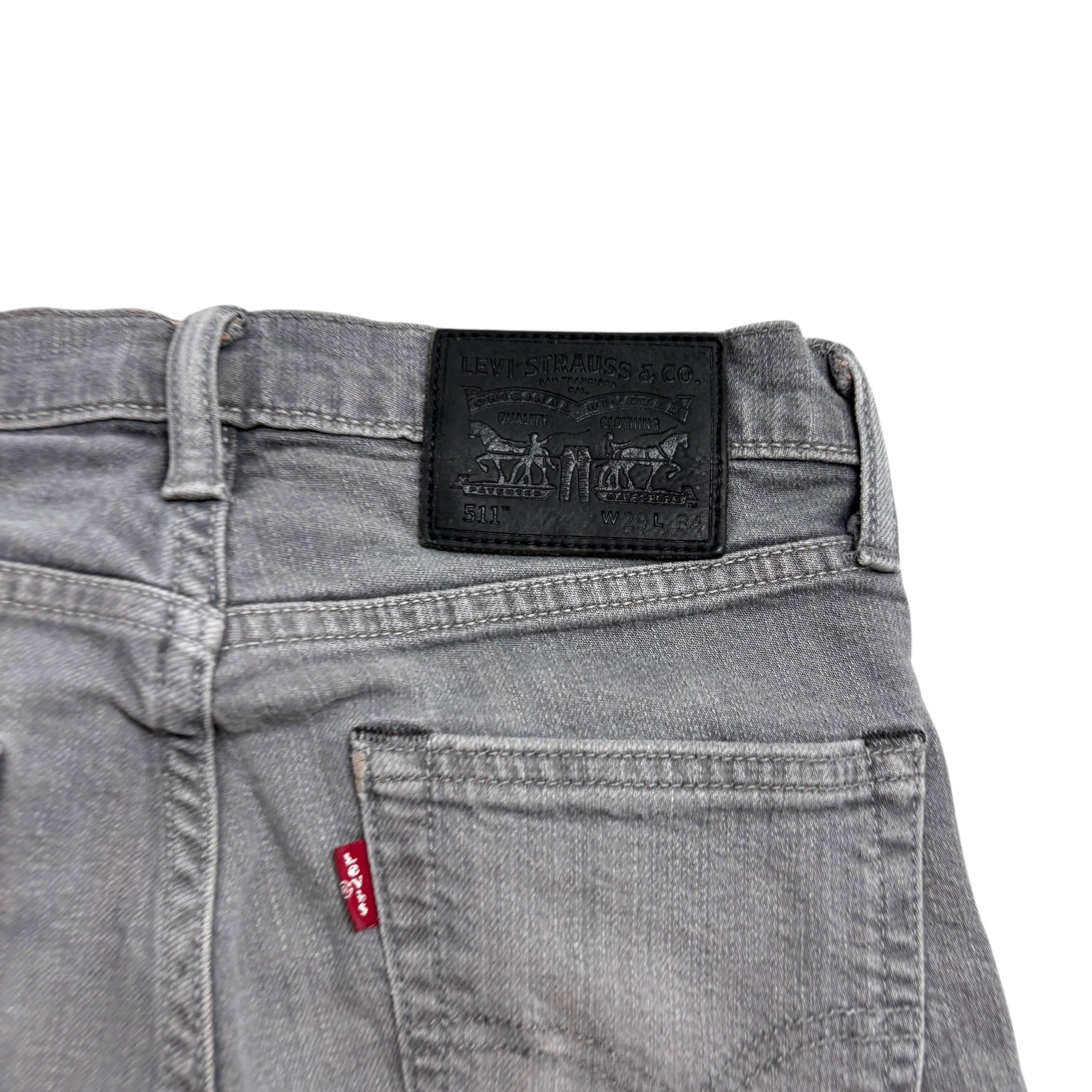 Levis 511 Jeans W28 L33 Mens Grey Slim Fit Stretch Denim