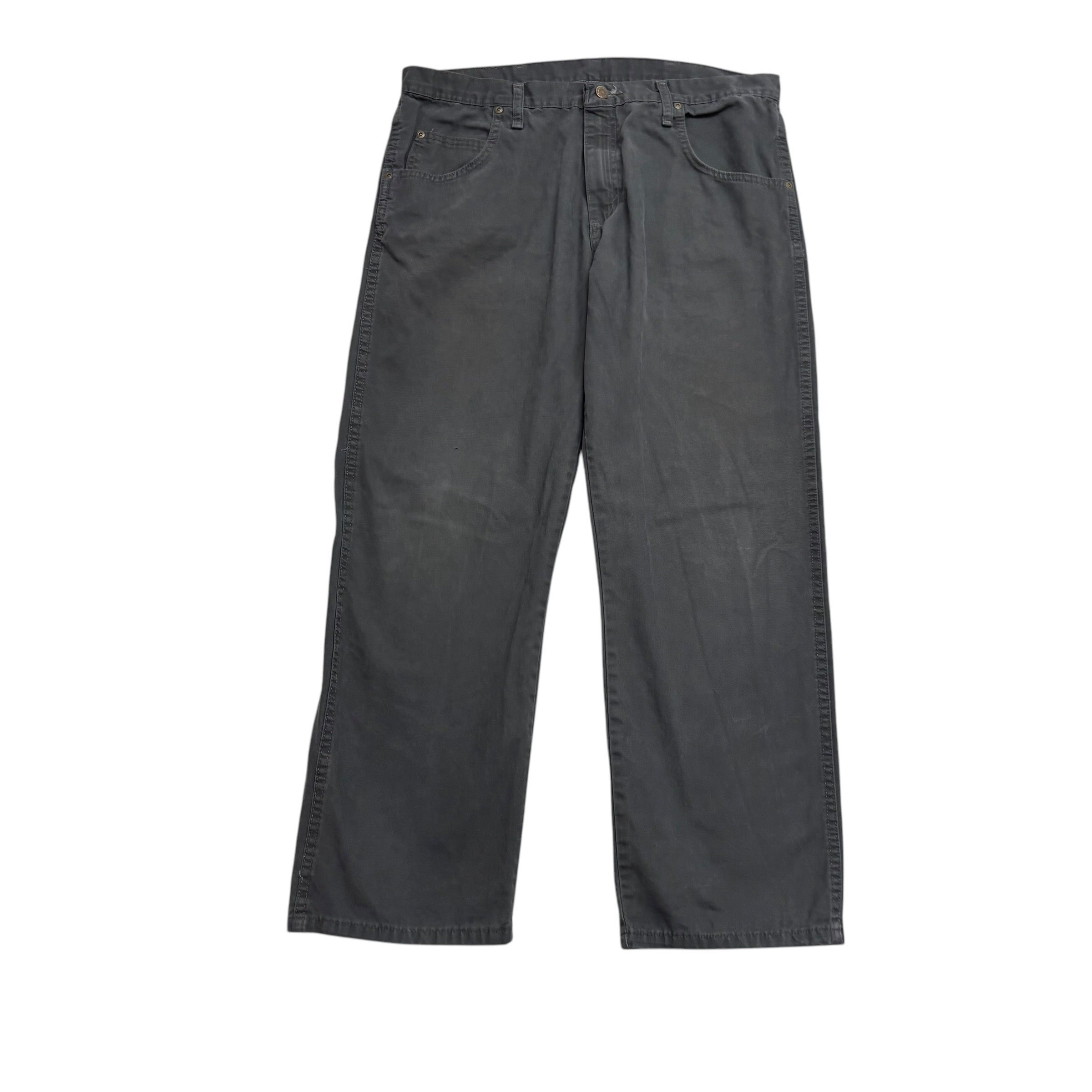Wrangler Trousers W36 L30 Mens Grey Regular Straight Fit Cotton Pants (E)