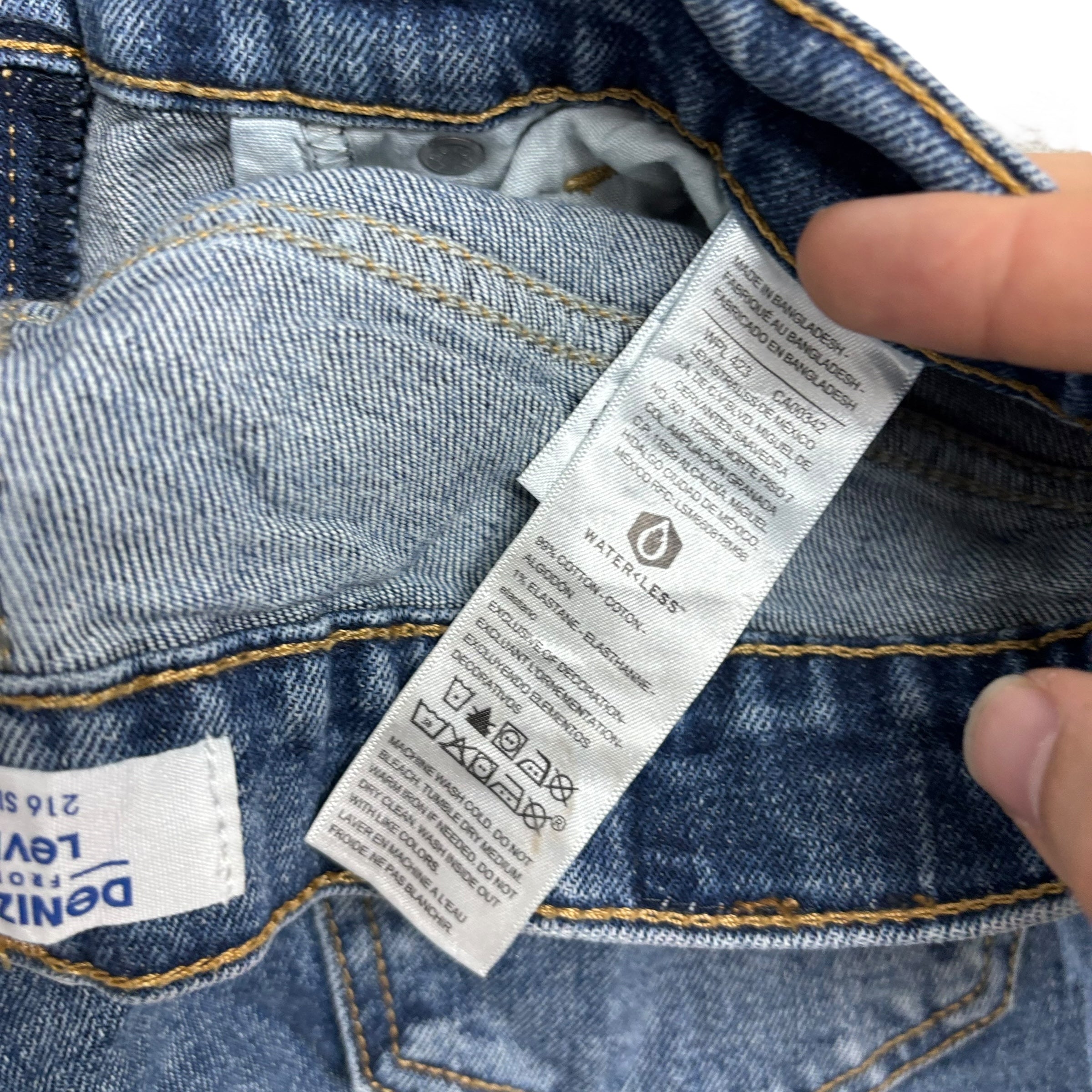 Levis Denizen Jeans W29 L32 Mens Mid Blue Slim Fit Stretch Denim (E)