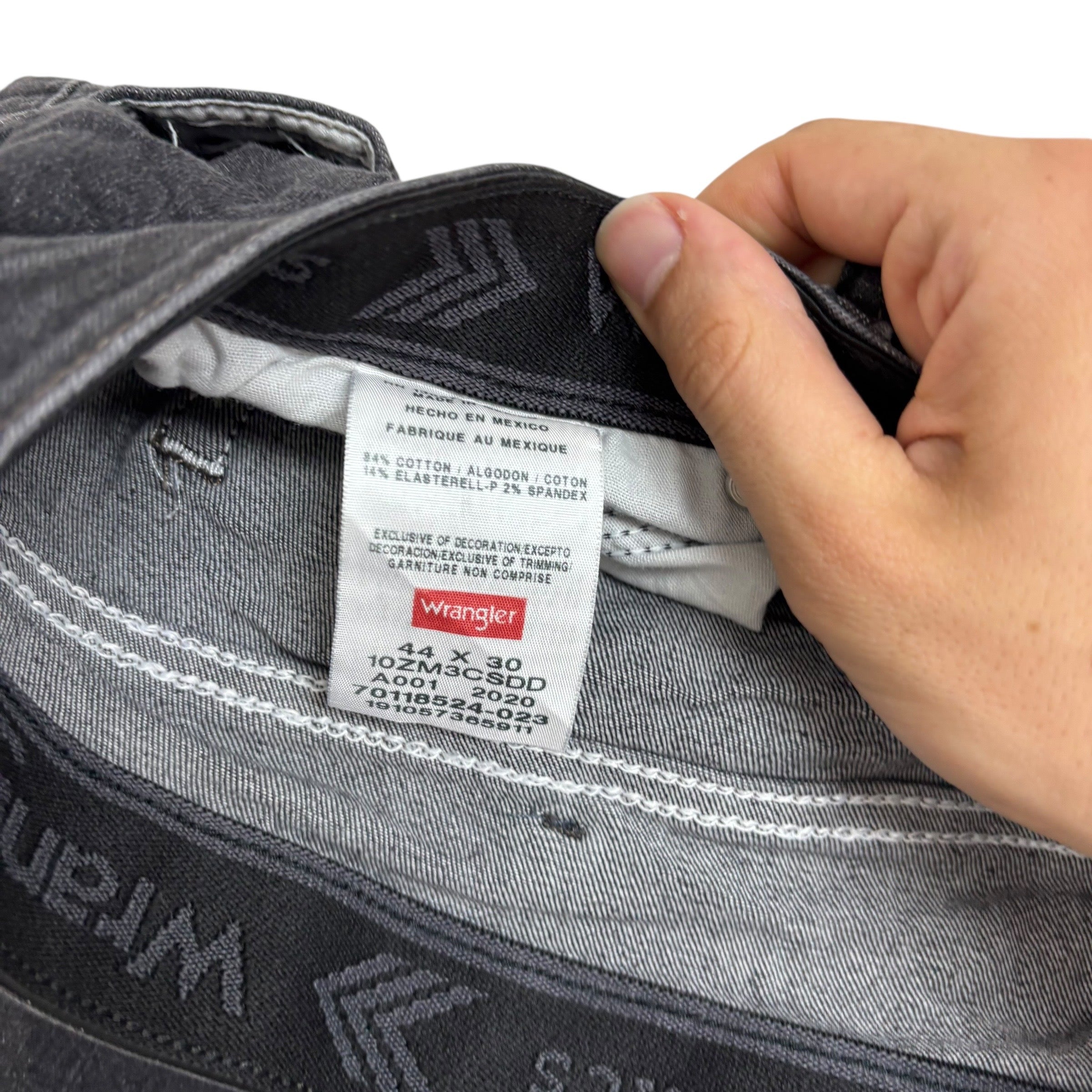 Wrangler Jeans W44 L30 Mens Black Regular Straight Fit Stretch Denim (E)