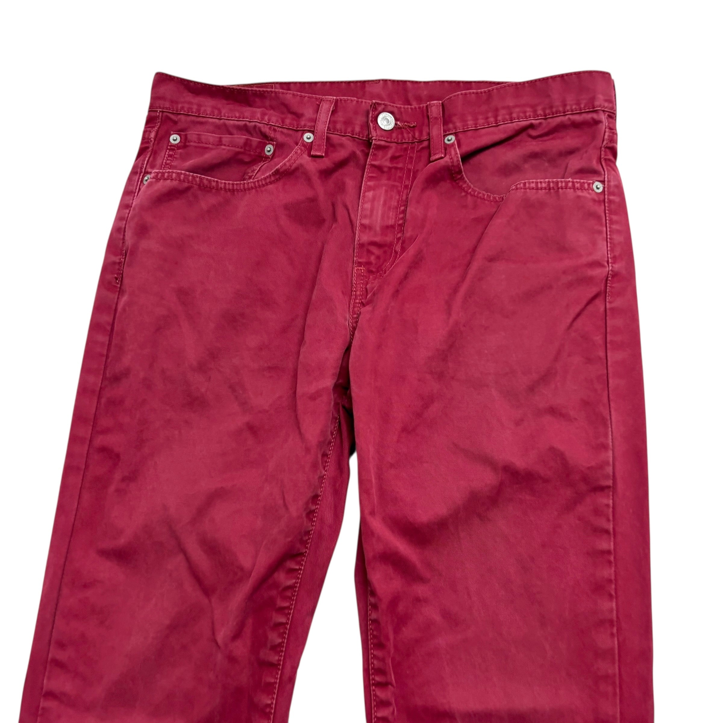 Levis 511 Trousers W34 L32 Mens Red Slim Fit Vintage Pants (E)