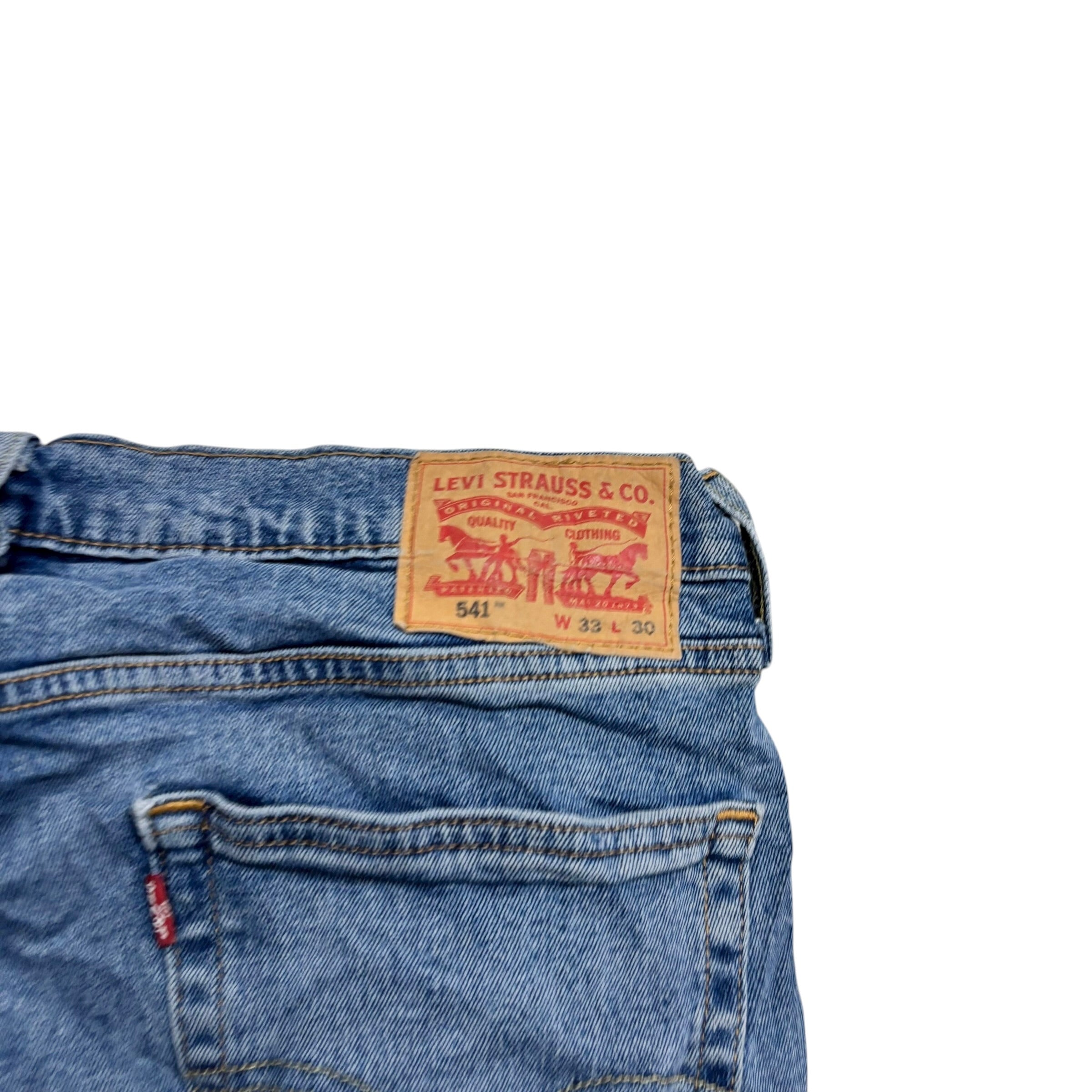 Levis 541 Jeans W33 L29 Mens Mid Blue Athletic Tapered Fit Stretch Denim