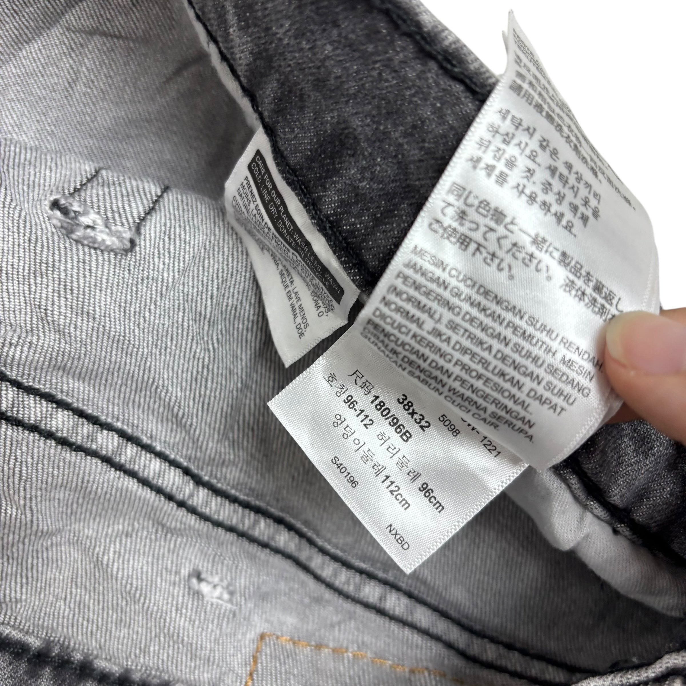 Levis 512 Jeans W38 L31 Mens Grey Slim Tapered Fit Stretch Denim (E)