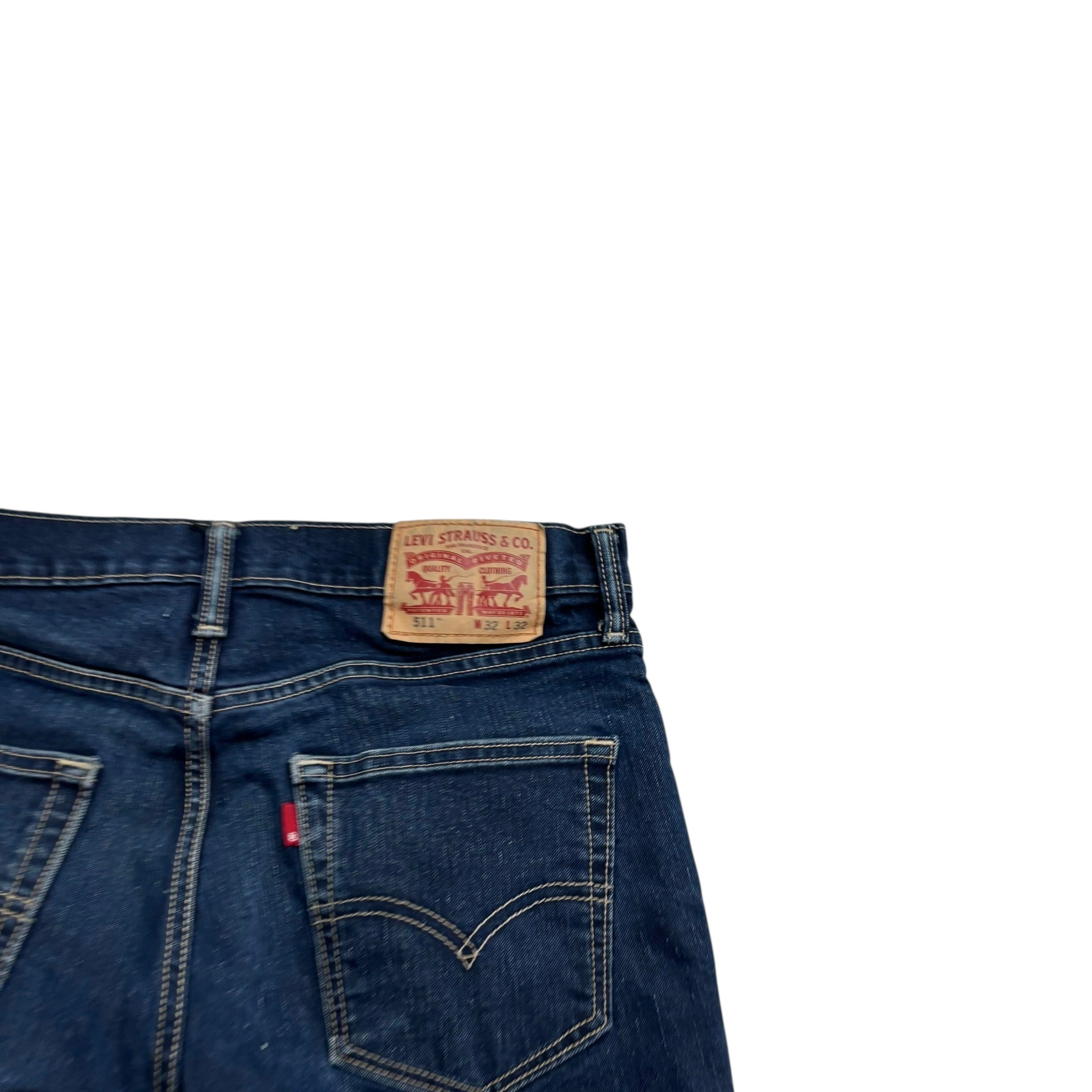 Levis 511 Jeans W32 L32 Mens Dark Blue Slim Fit Stretch Denim