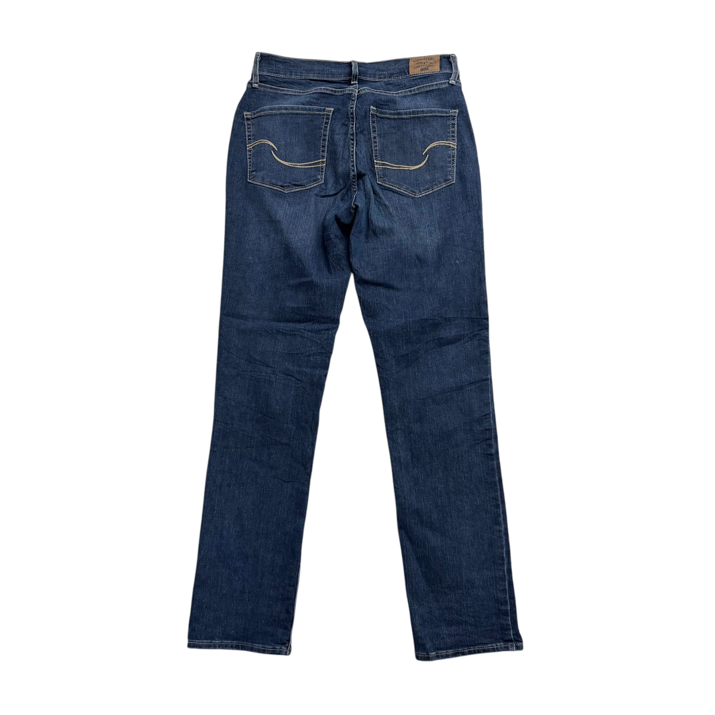 Levis Signature Jeans W28 L32 Womens Curvy Straight Dark Blue Stretch Denim (E)