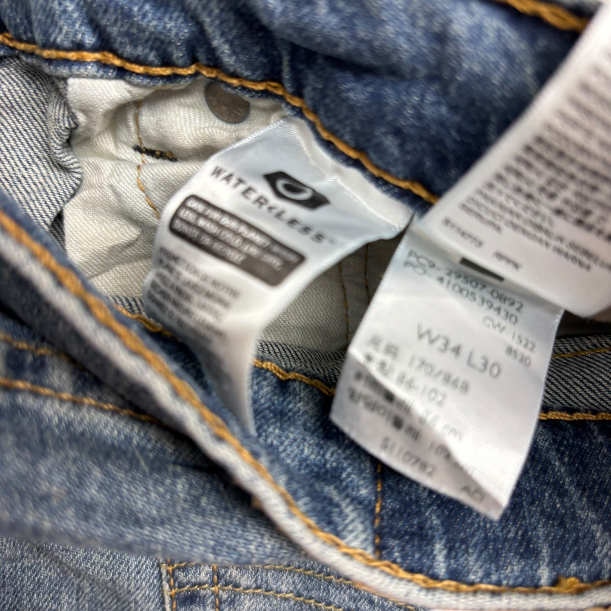 Levis 502 Jeans W34 L30 Mens Mid Blue Regular Tapered Fit Stretch Denim (E)