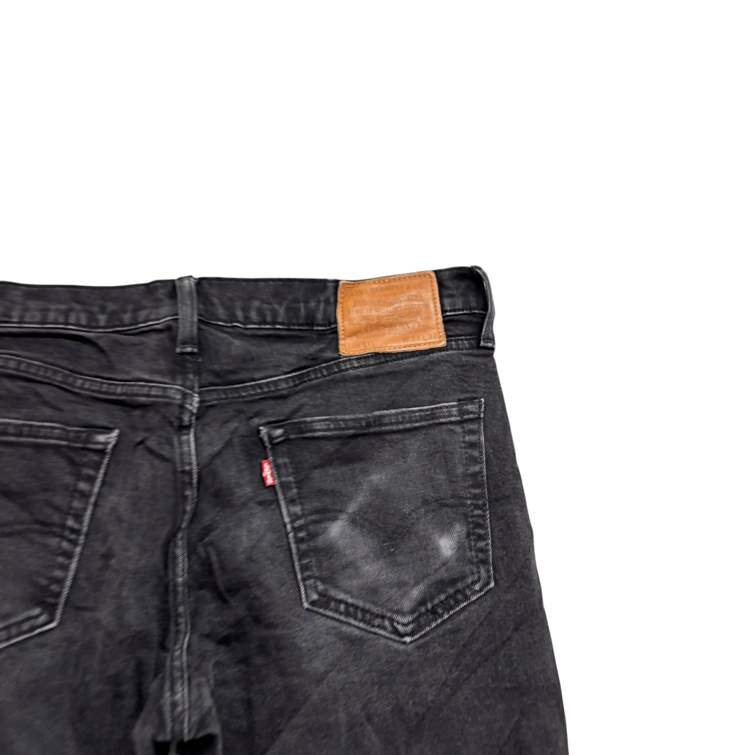 Levis 511 Jeans W34 L32 Mens Black Slim Fit Stretch Premium Denim (E)