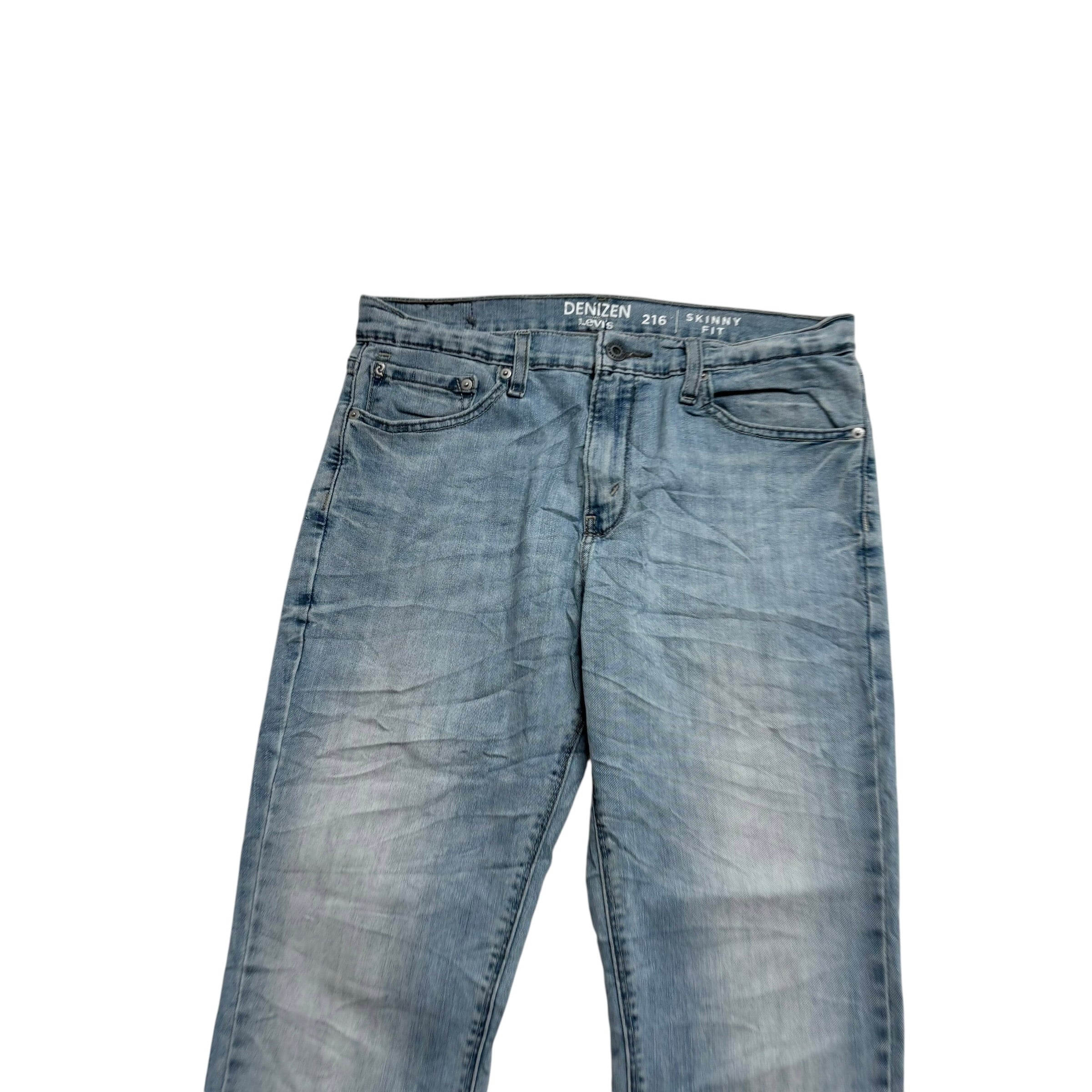 Levis Denizen Jeans W33 L30 Mens Light Blue Skinny Fit Stretch Denim (E)