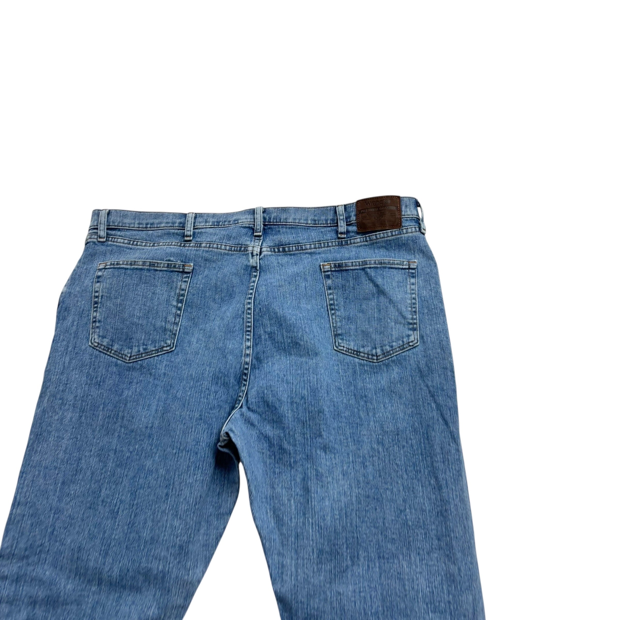 Wrangler Jeans W44 L30 Mens Mid Blue Relaxed Straight Fit Stretch Denim