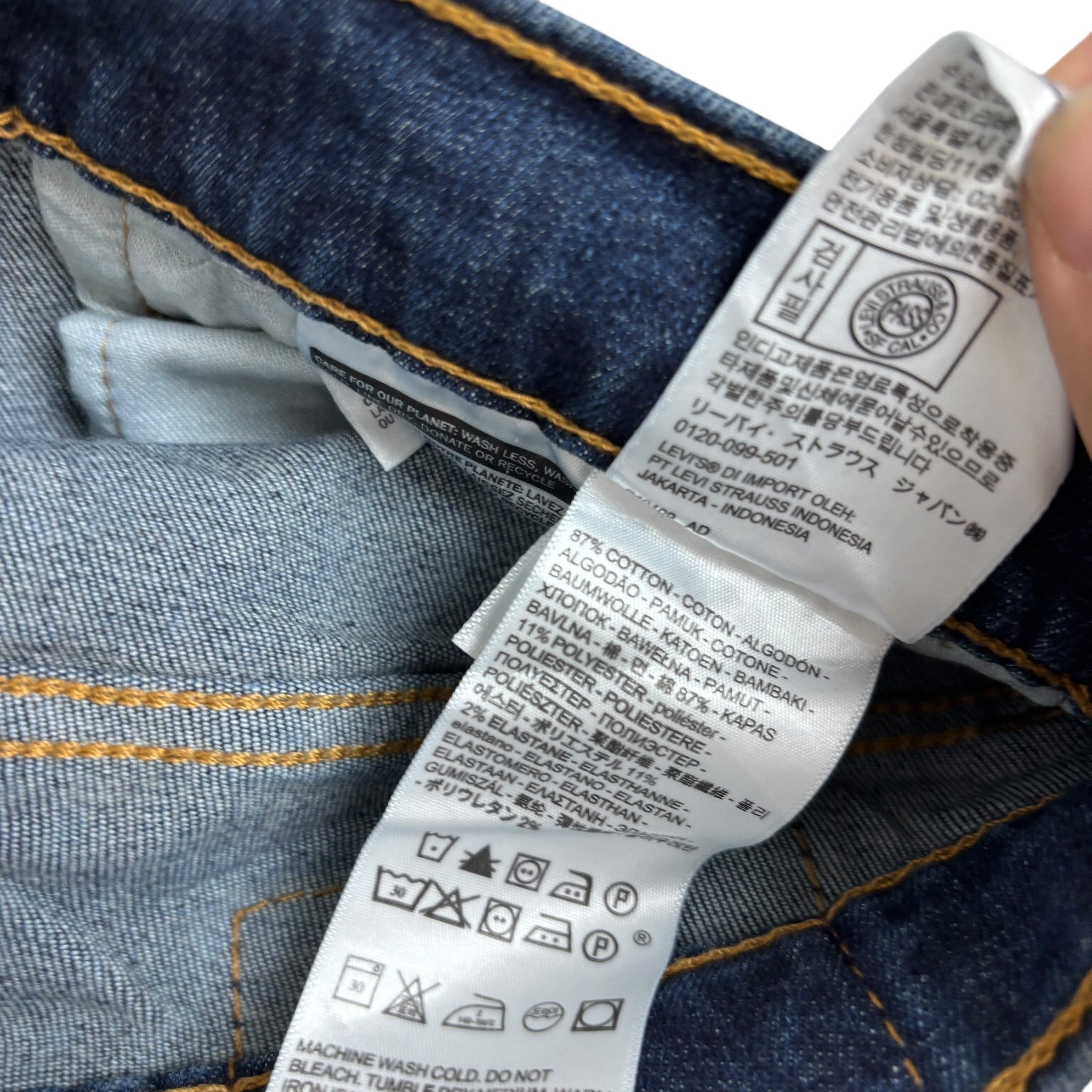 Levis 512 Jeans W29 L29 Mens Dark Blue Slim Tapered Fit Stretch Denim (E)