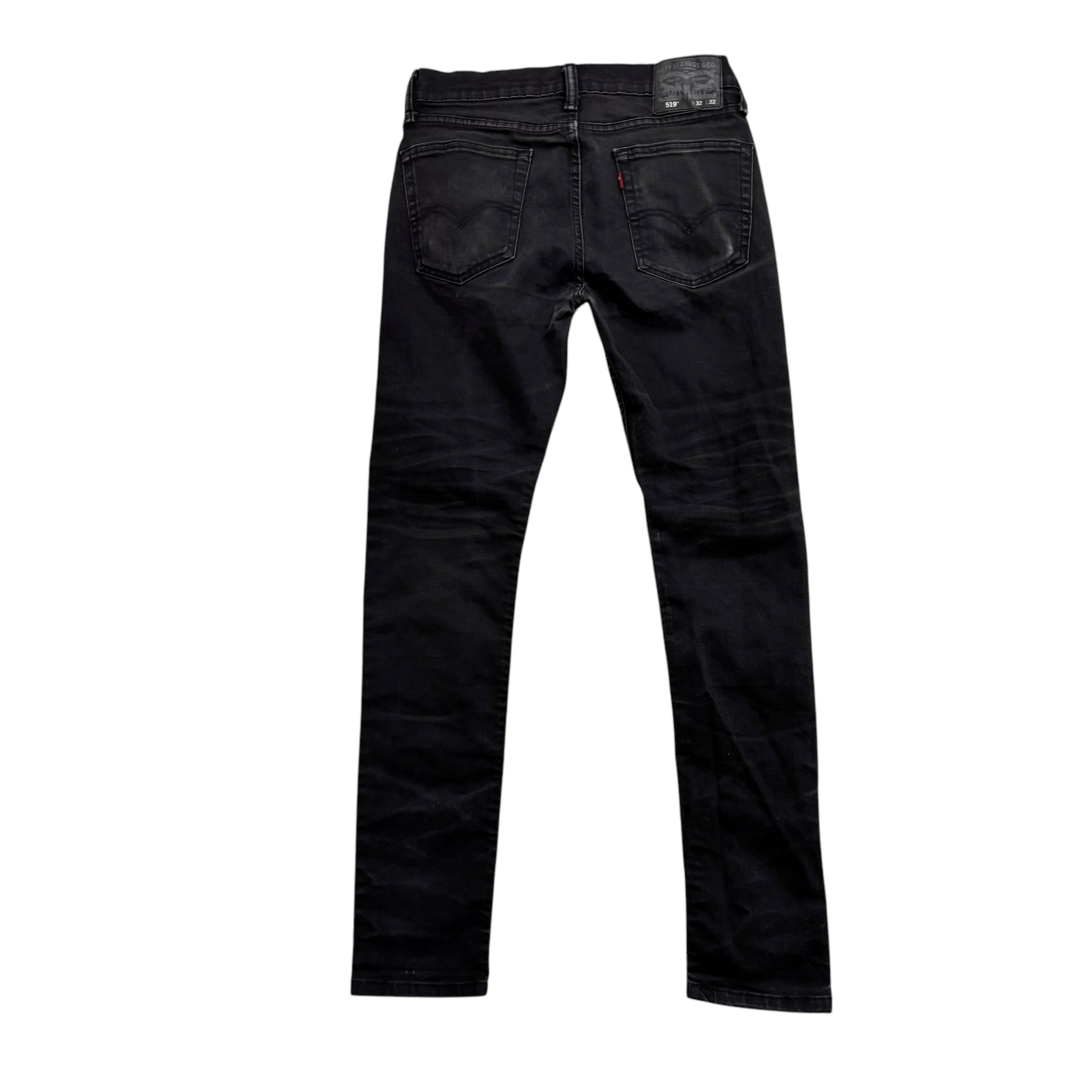 Levis 519 Jeans W30 L32 Mens Black Super Skinny Stretch Denim