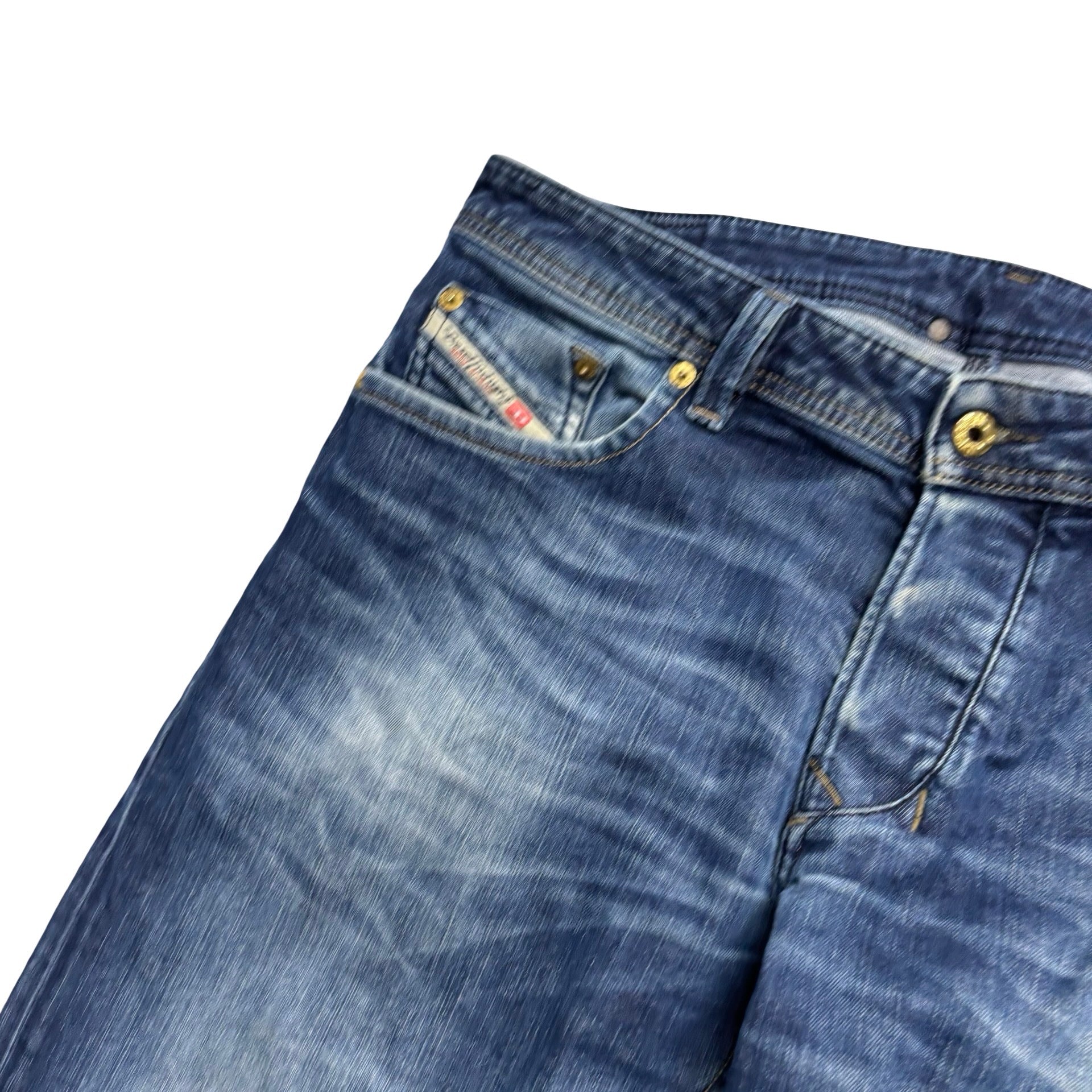 Diesel Larkee Jeans W34 L34 Mens Navy Blue Regular Straight Fit Stretch (F)