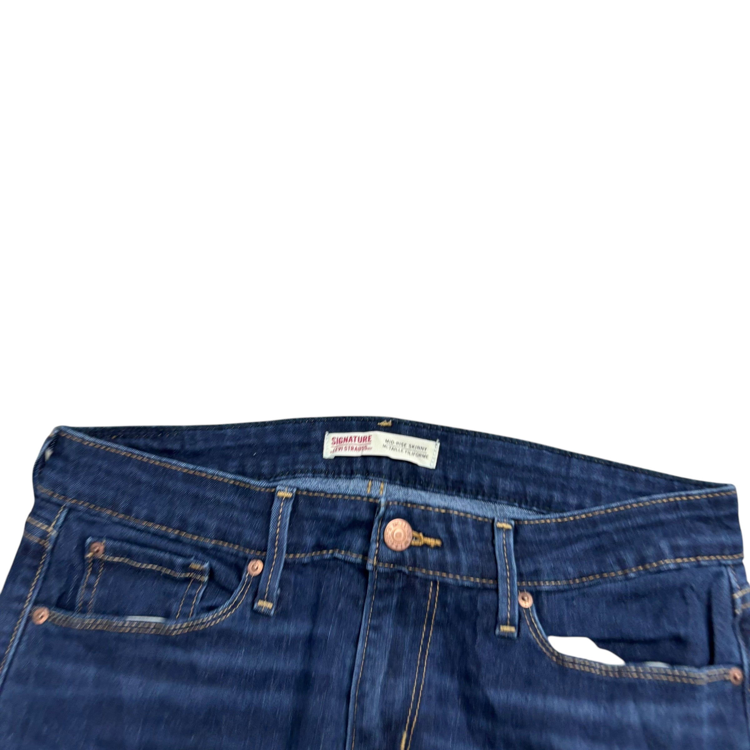 Levis Signature Jeans W28 L30 Womens Skinny Fit Dark Blue Stretch Denim (E)