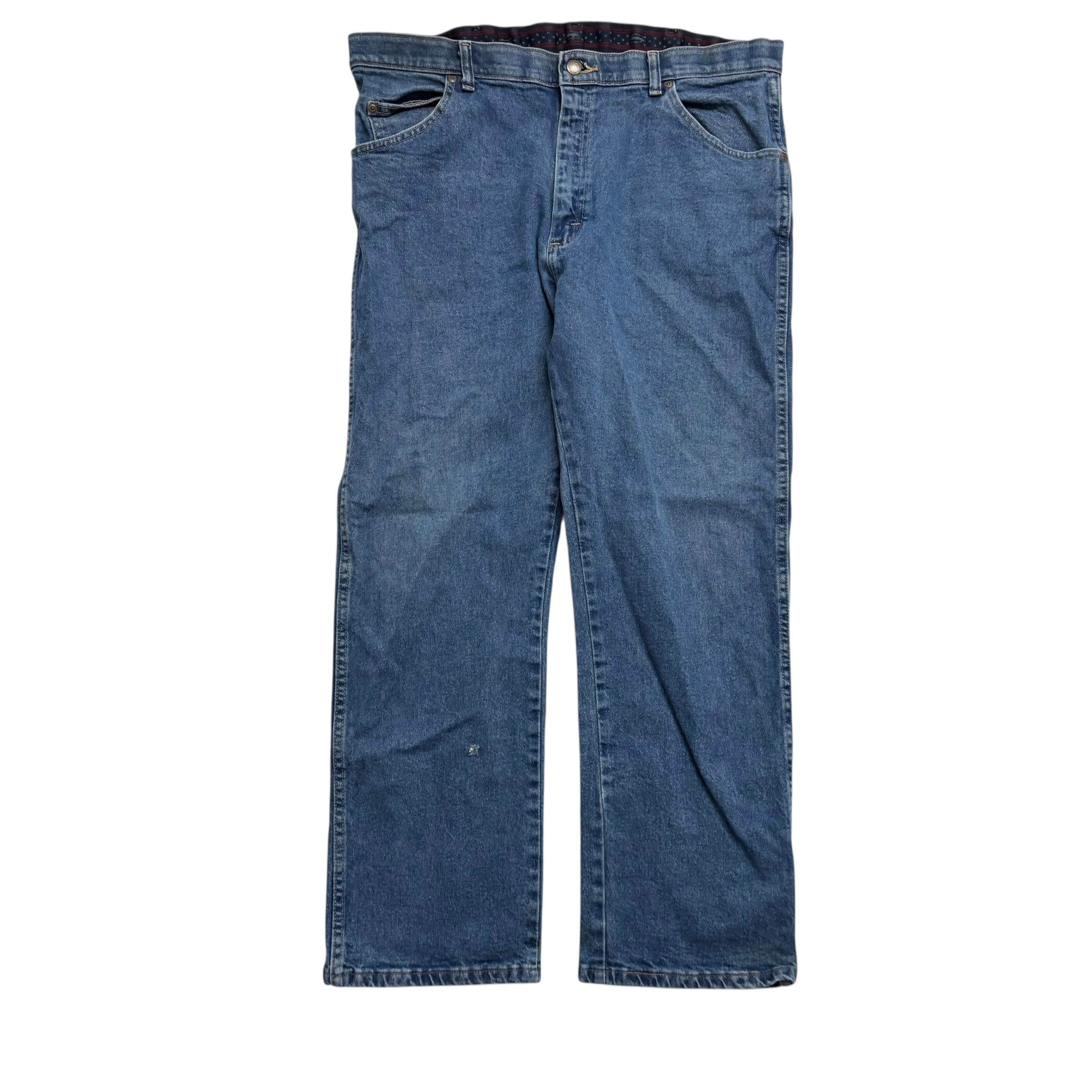 Wrangler Jeans W38 L29 Mens Mid Blue Regular Straight Fit Stretch Denim