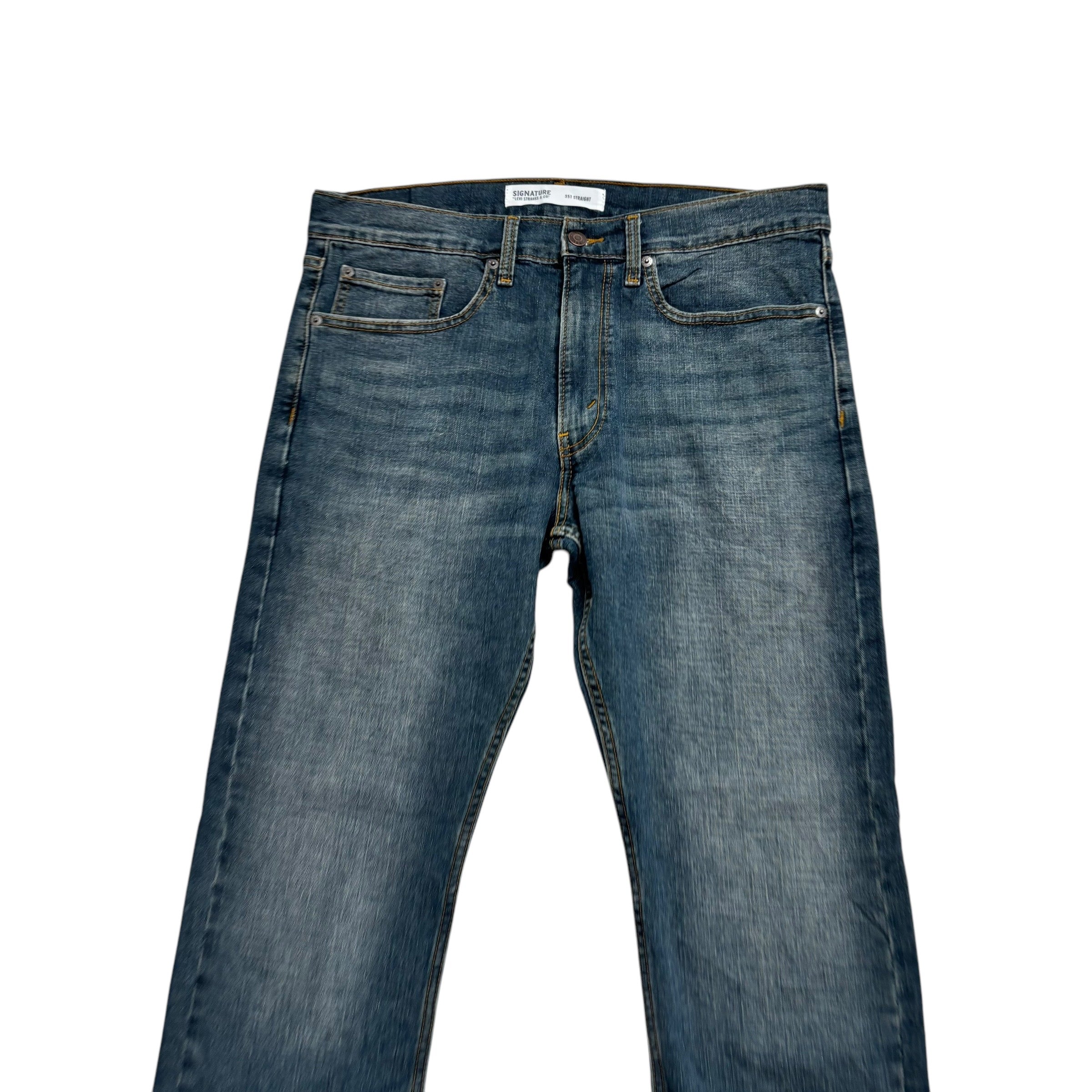 Levis Signature Jeans W34 L30 Mens Dark Blue Regular Straight Stretch Denim (E)