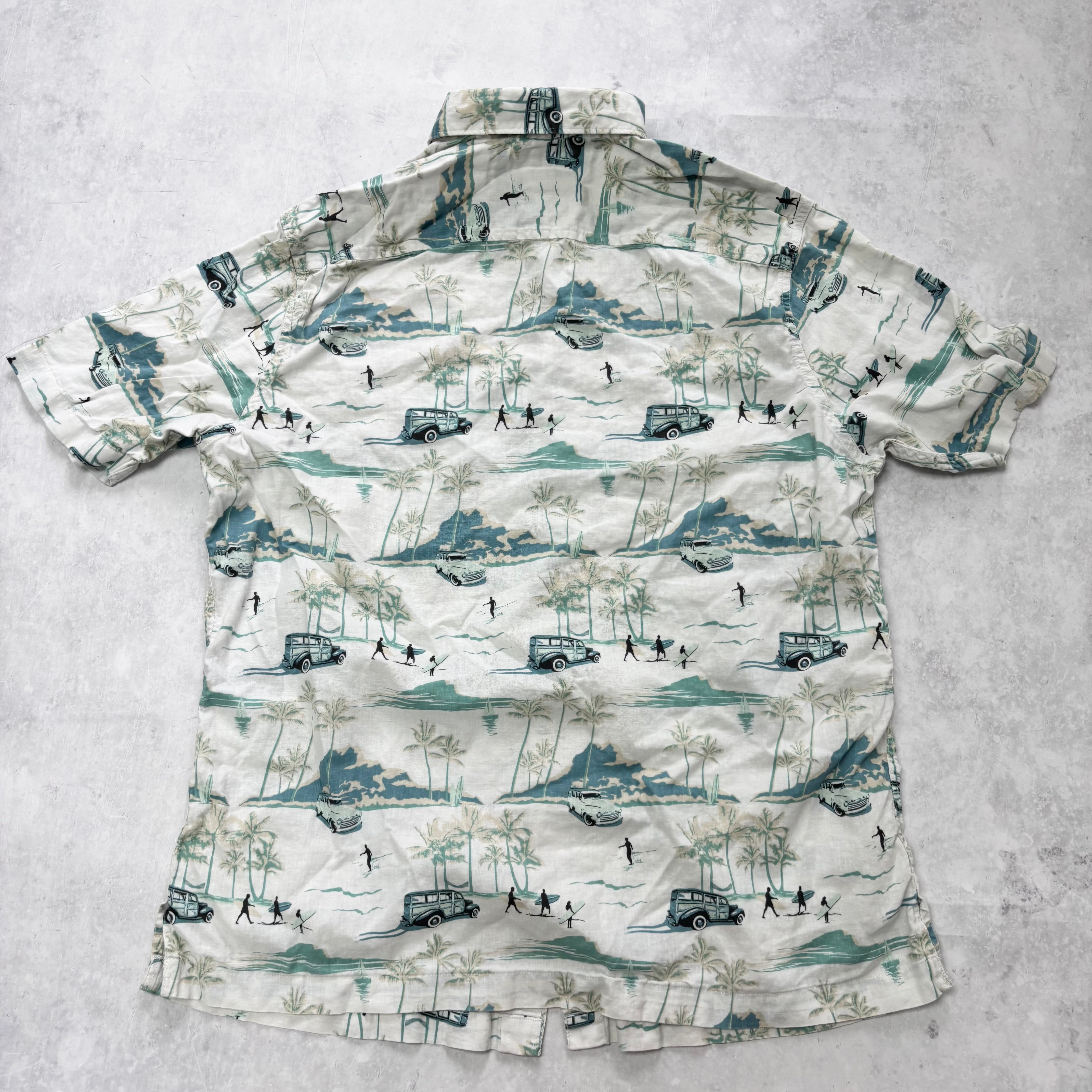 Hawaiian Shirt Mens Medium White Aloha Short Sleeve Linen Regular Fit (E)