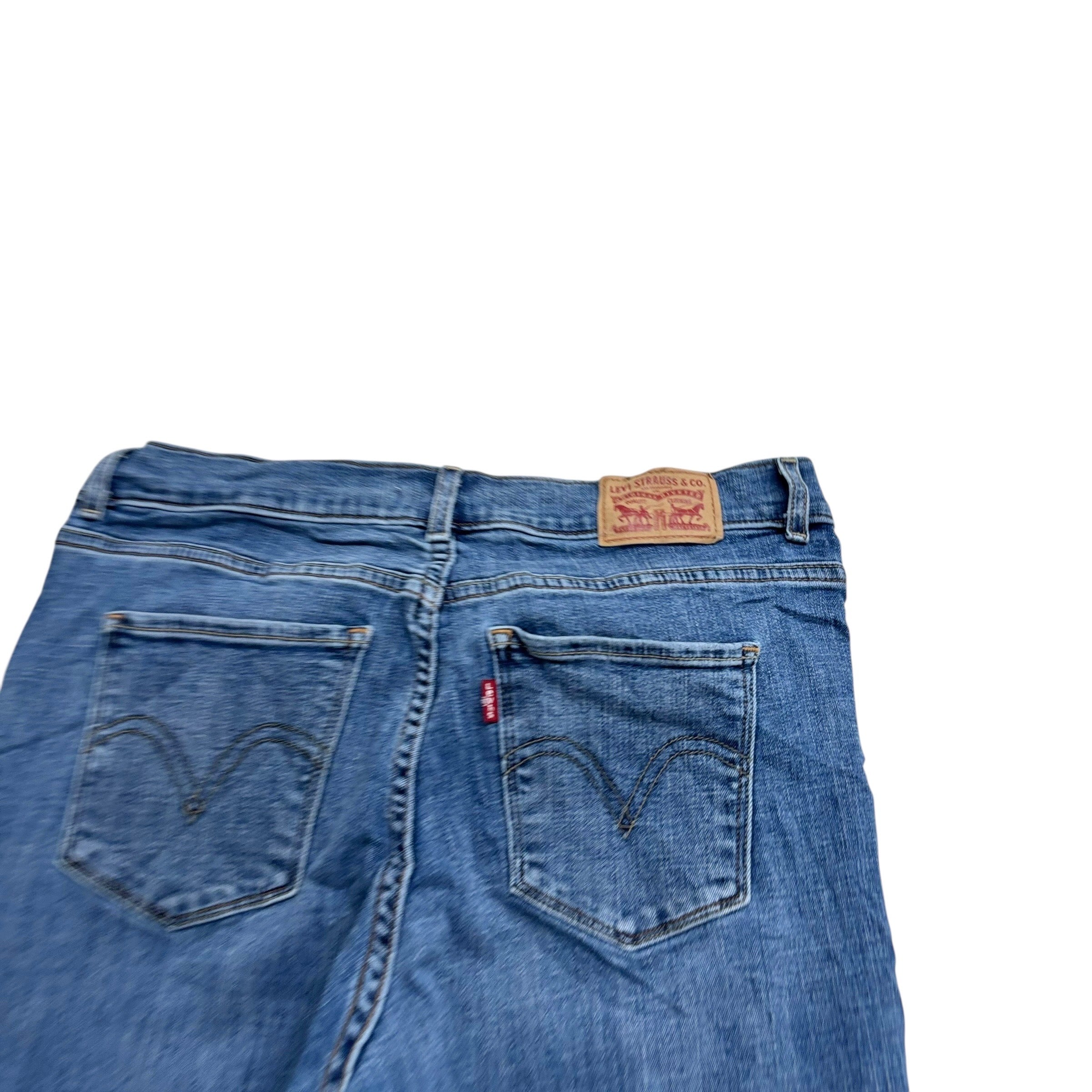 Levis Jeans W28 L30 Womens Classic Bootcut Mid Blue Stretch Denim (E)