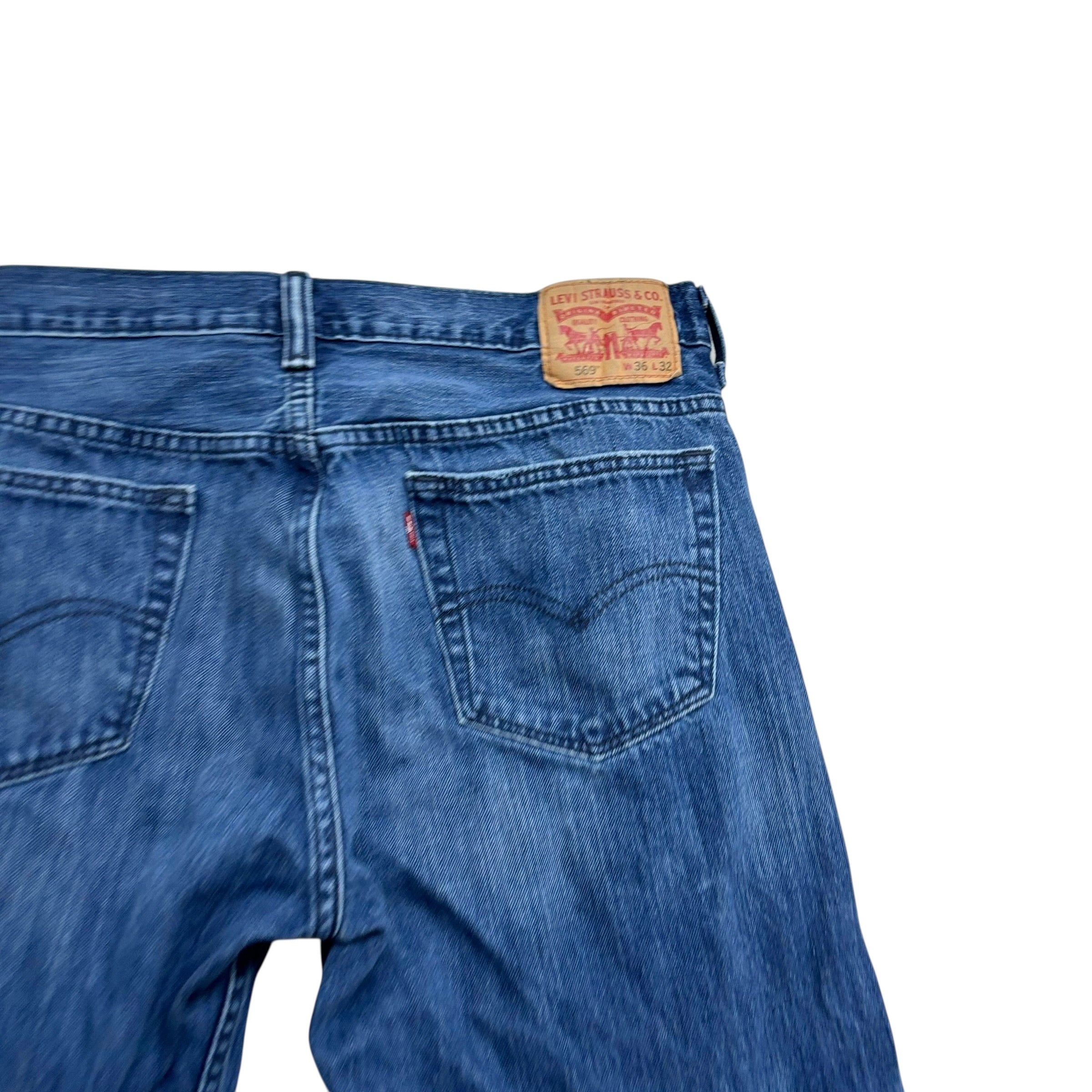 Levis 569 Jeans W36 L31 Mens Navy Blue Baggy Relaxed Straight Fit Denim (F)