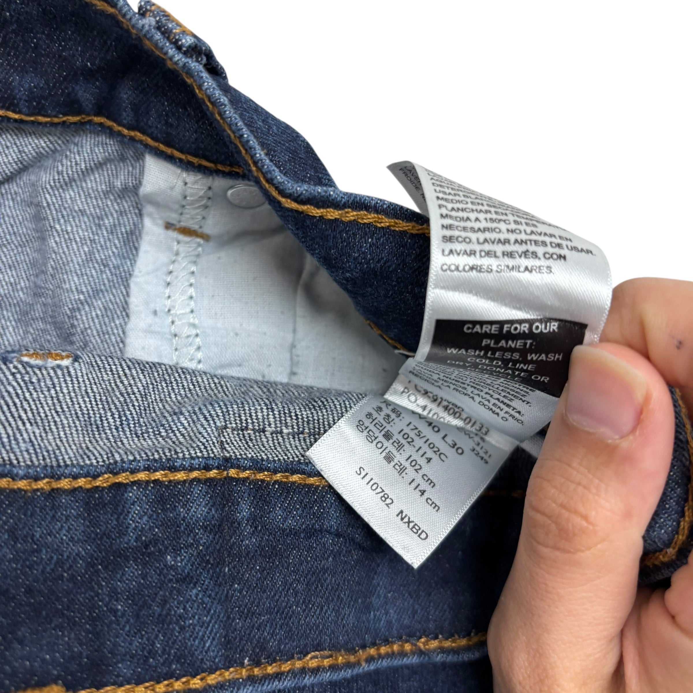 Levis Signature Jeans W40 L30 Mens Dark Blue Regular Straight Stretch Denim (E)