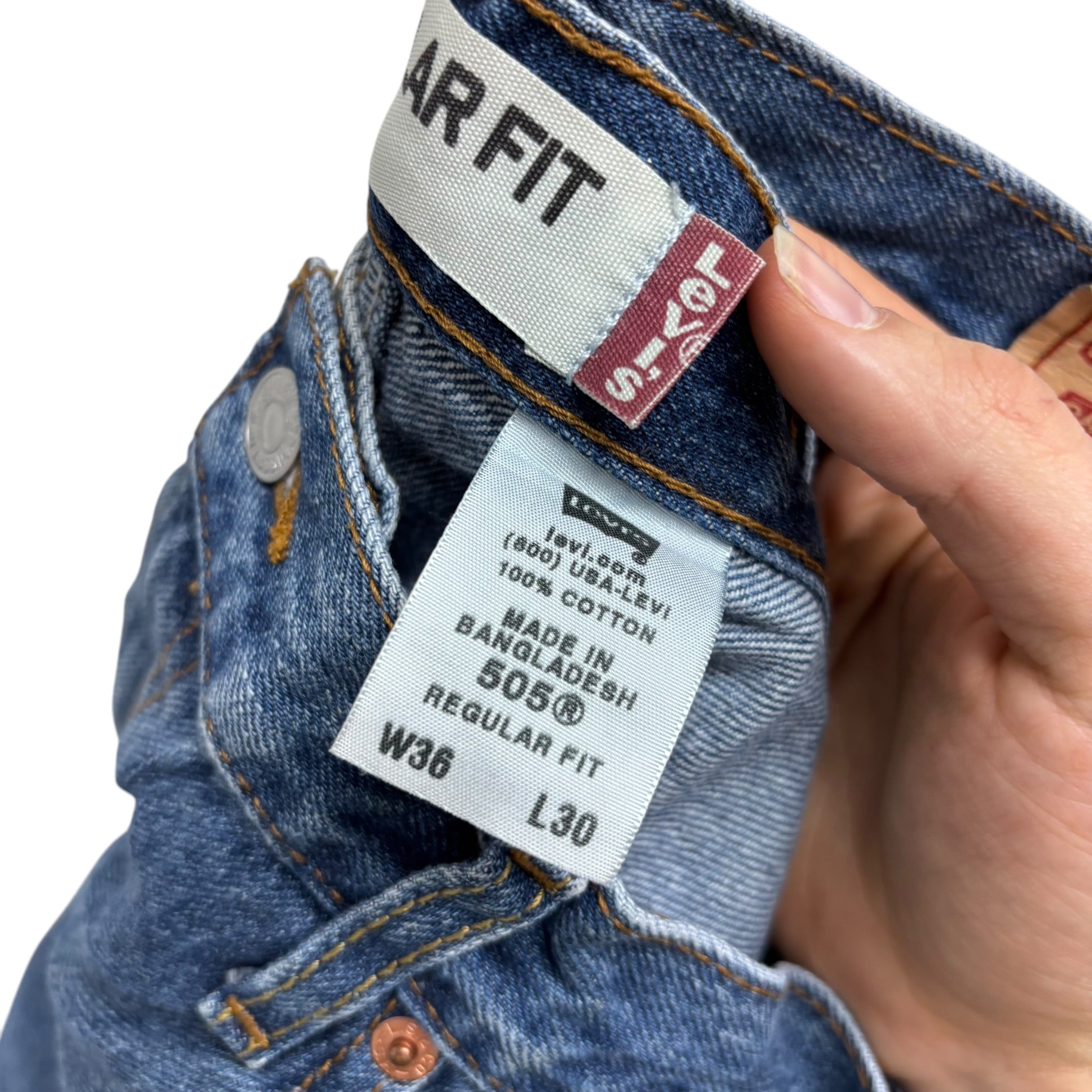 Levis 505 Jeans W36 L30 Mens Mid Blue Regular Straight Fit Vintage Denim