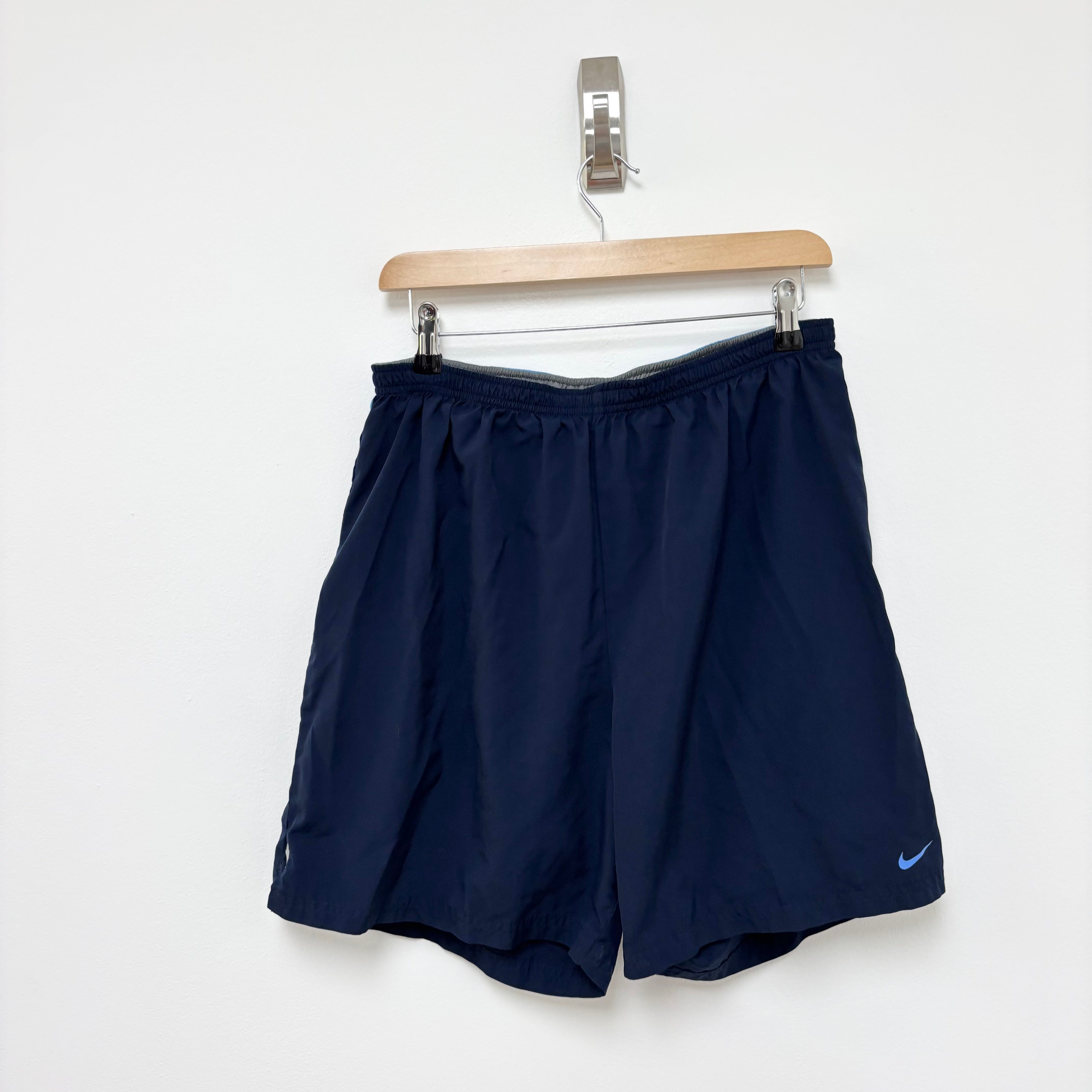 Nike Shorts Mens Large Navy Blue Dri Fit Running Sports Gym Athletic Pockets