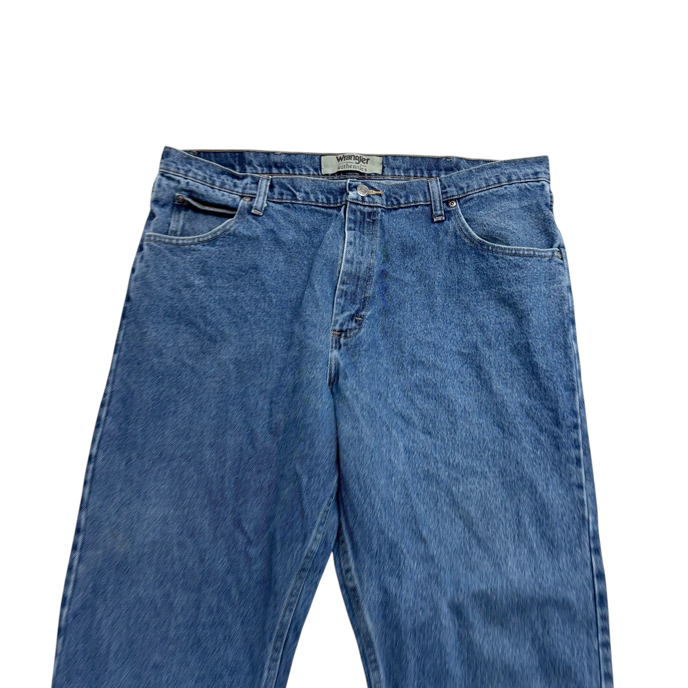 Wrangler Jeans W40 L29 Mens Mid Blue Relaxed Straight Fit Baggy Denim (E)