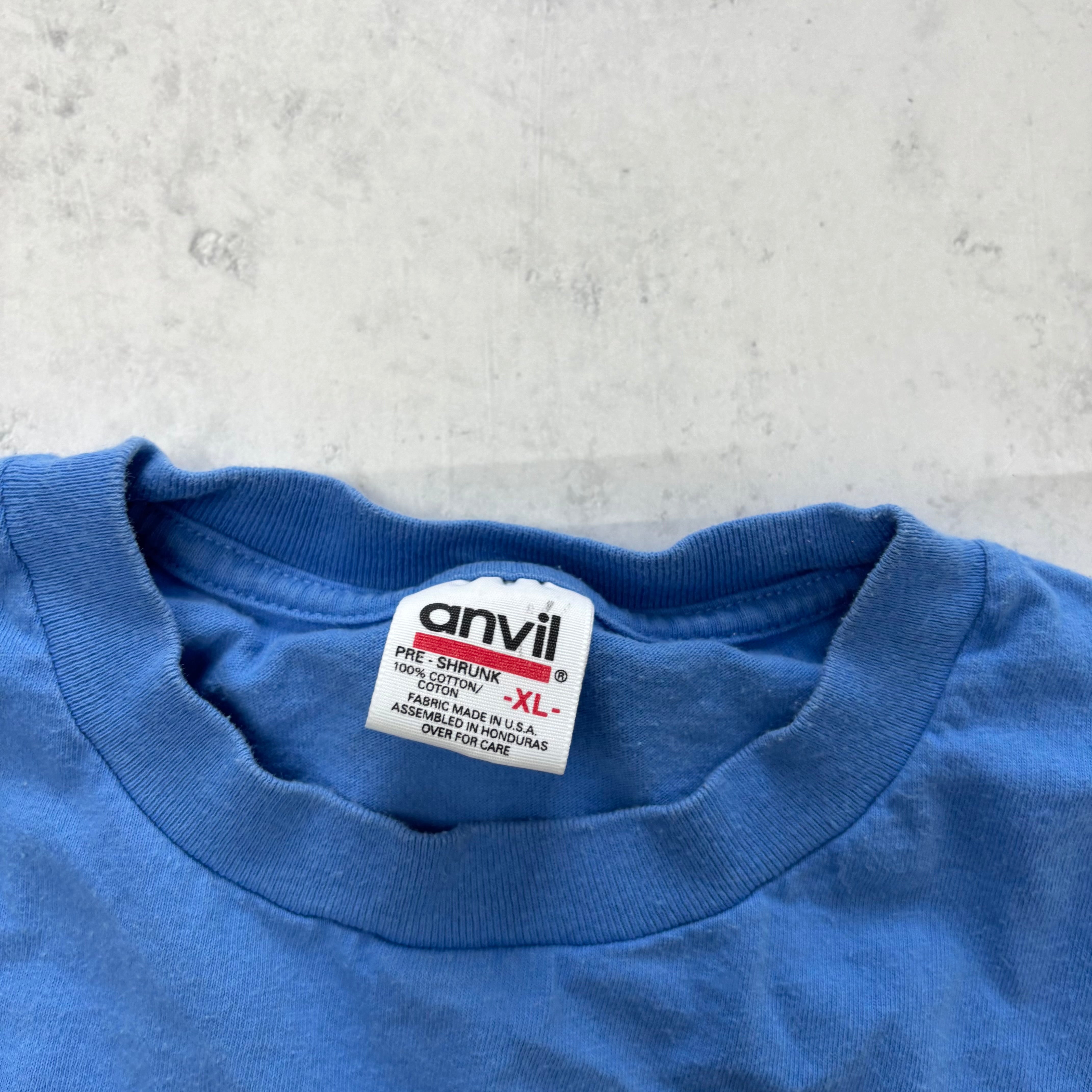 Vintage T Shirt Mens XL Blue Single Stitch Graphic Print 90s USA