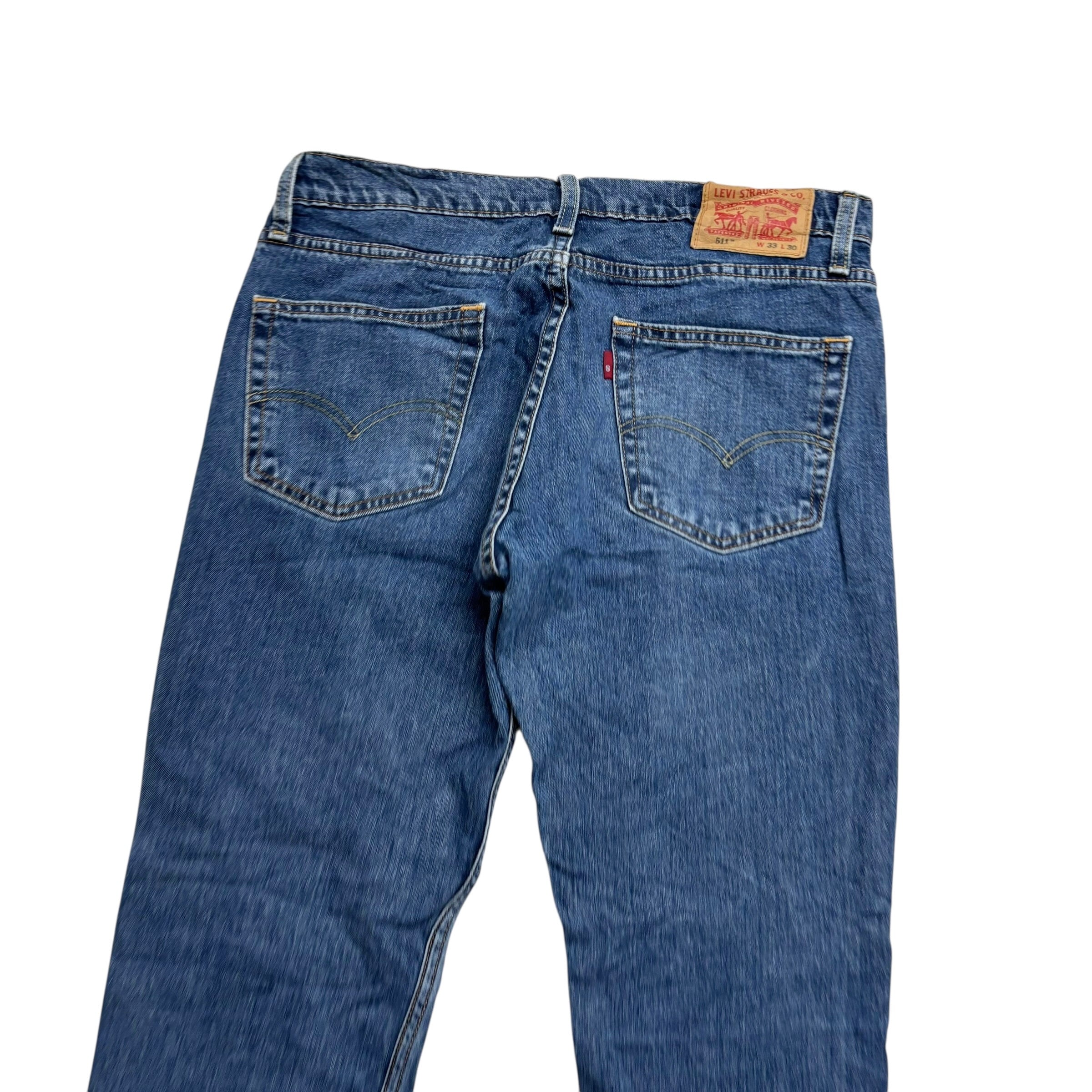 Levis 511 Jeans W33 L30 Mens Mid Blue Slim Fit Stretch Denim (E)