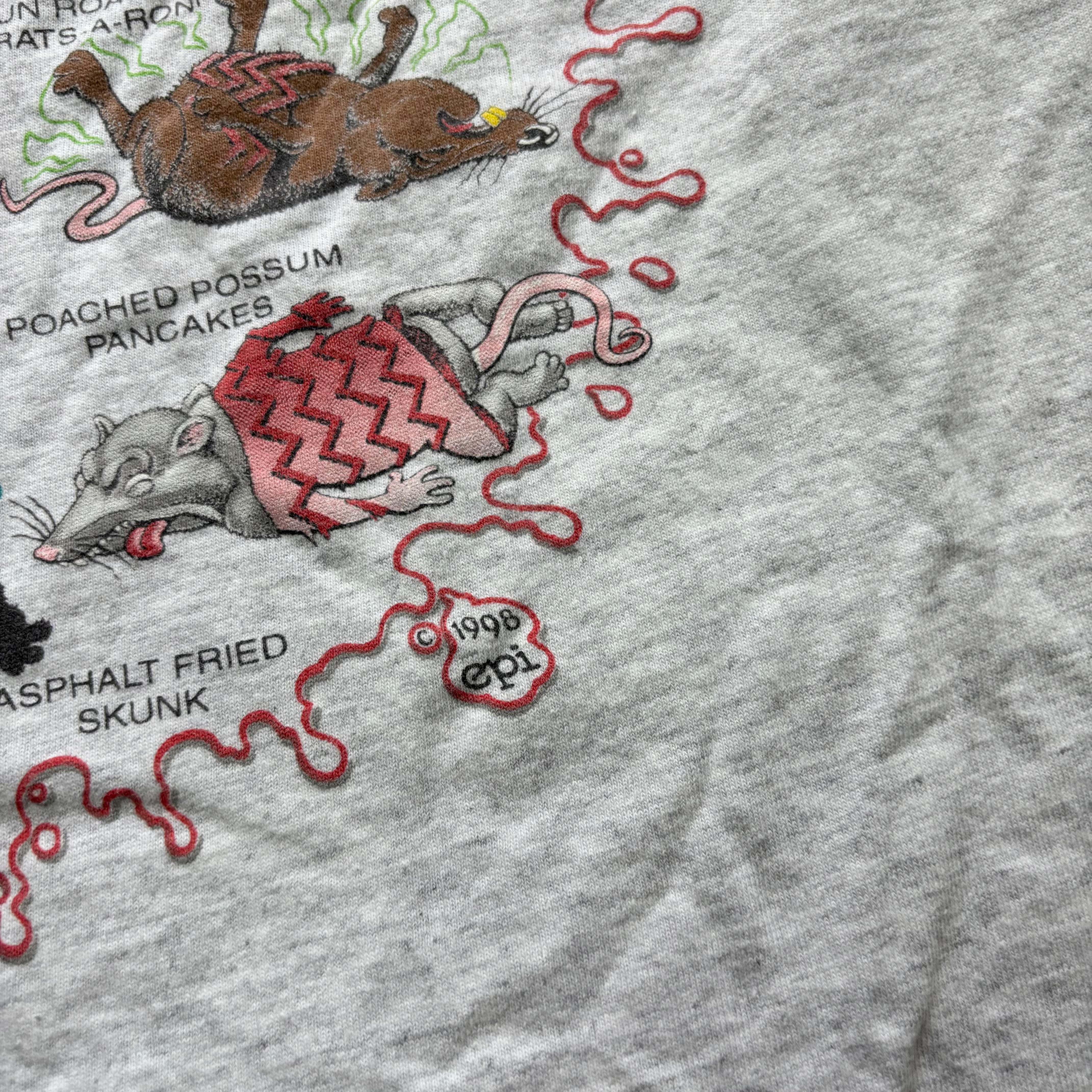 Vintage T Shirt Mens Large Grey Single Stitch Graphic Print 90s USA Cartoon (E)