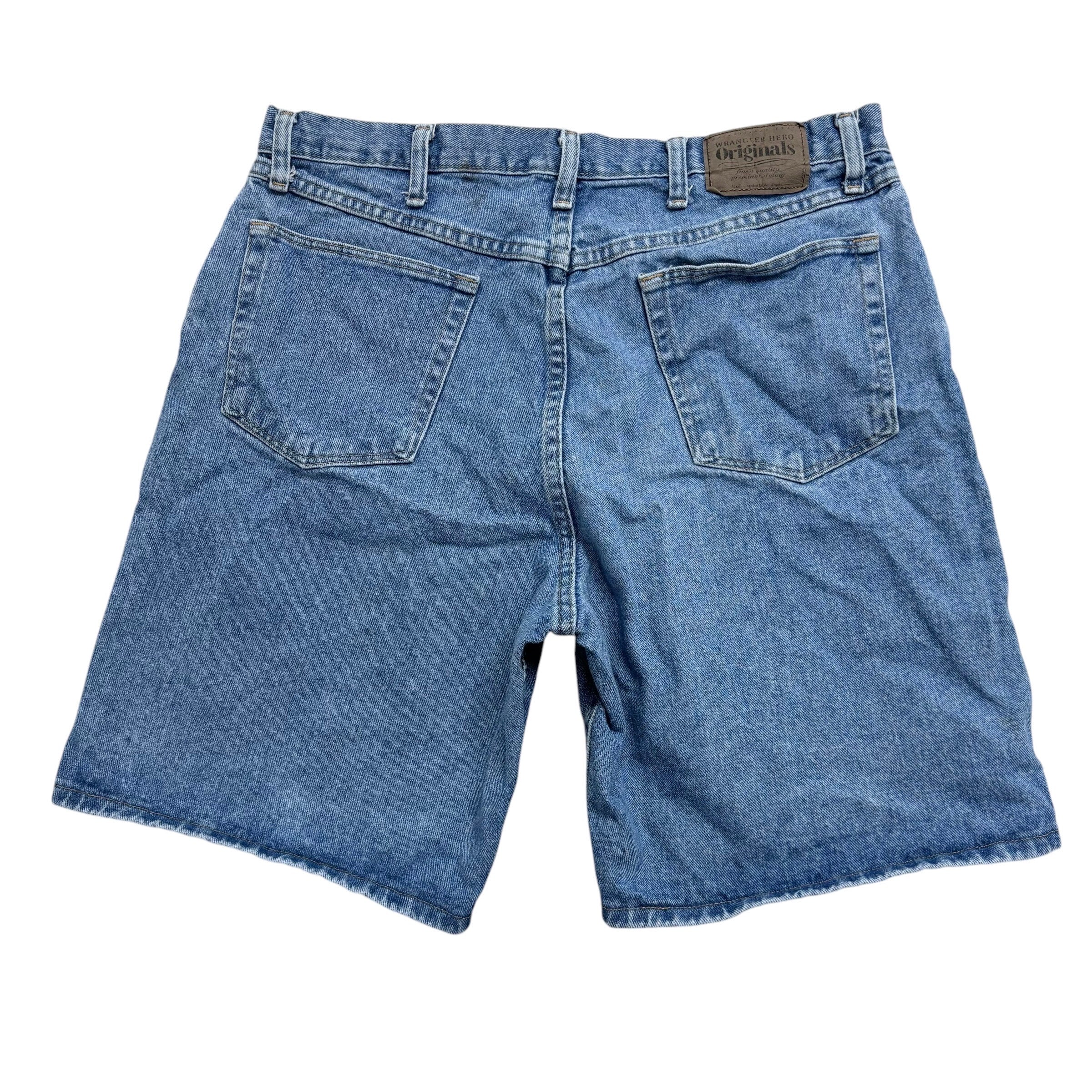Vintage Wrangler Baggy Jorts W34 Mens Denim Shorts Mid Blue Relaxed Fit