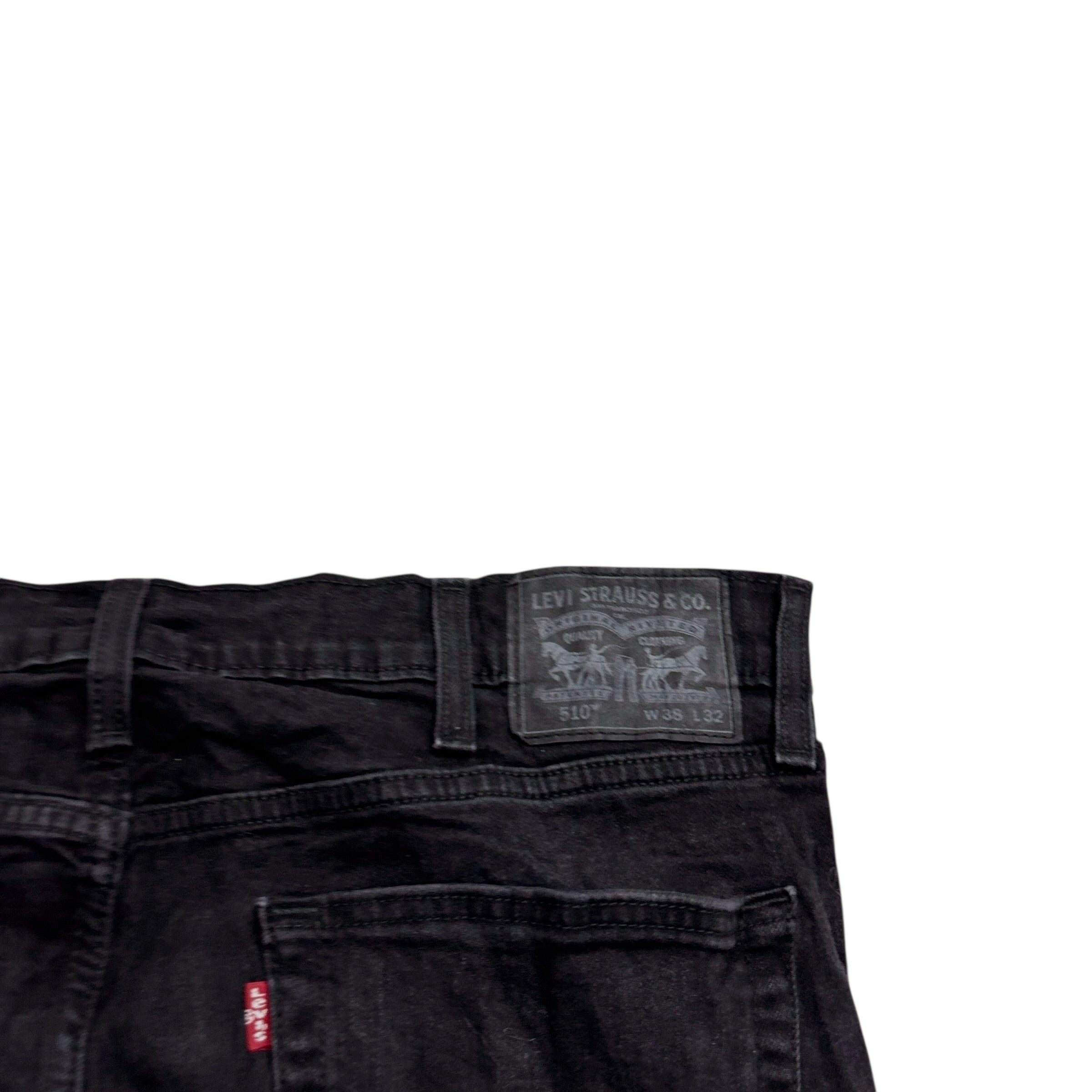 Levis 510 Jeans W36 L32 Mens Black Skinny Fit Stretch Denim (E)
